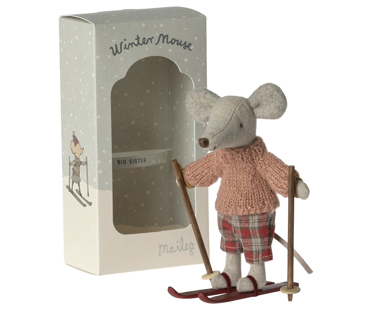 Maileg Winter Mouse with Ski Set, Big Sister - Image 3
