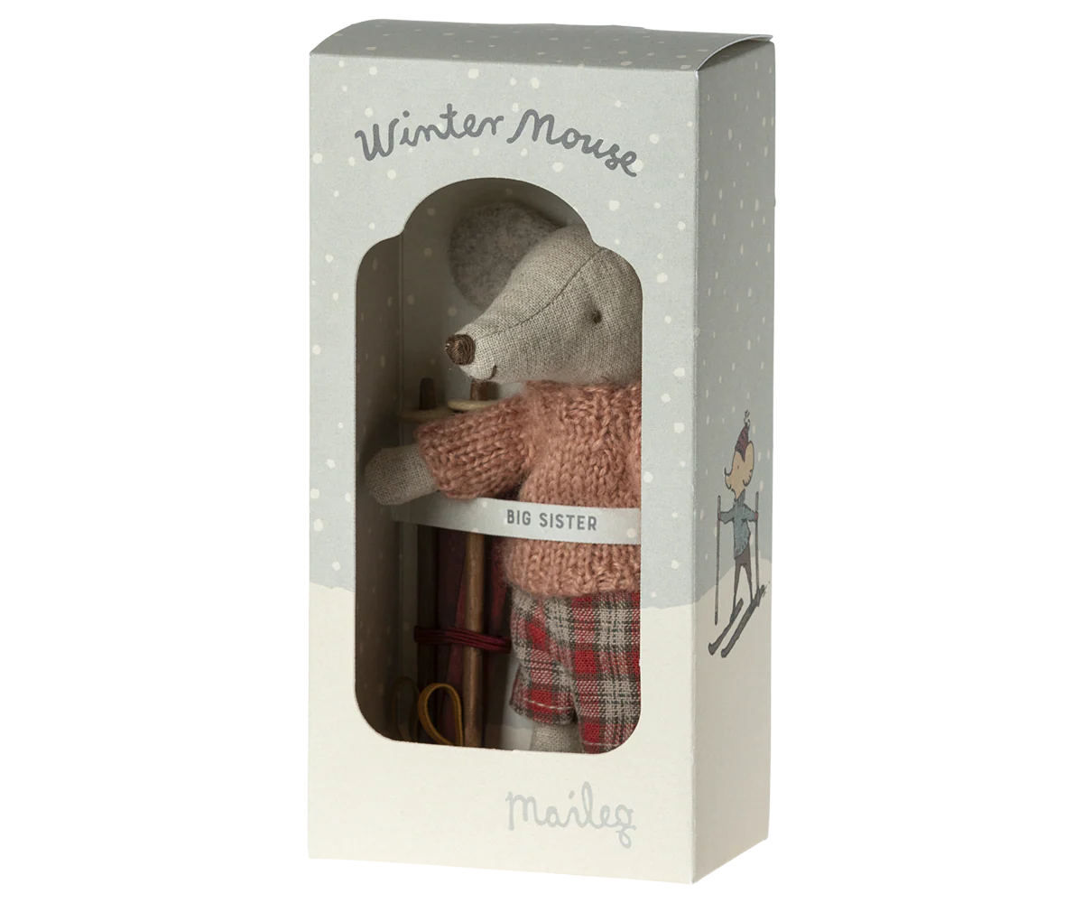 Maileg Winter Mouse with Ski Set, Big Sister - Image 4