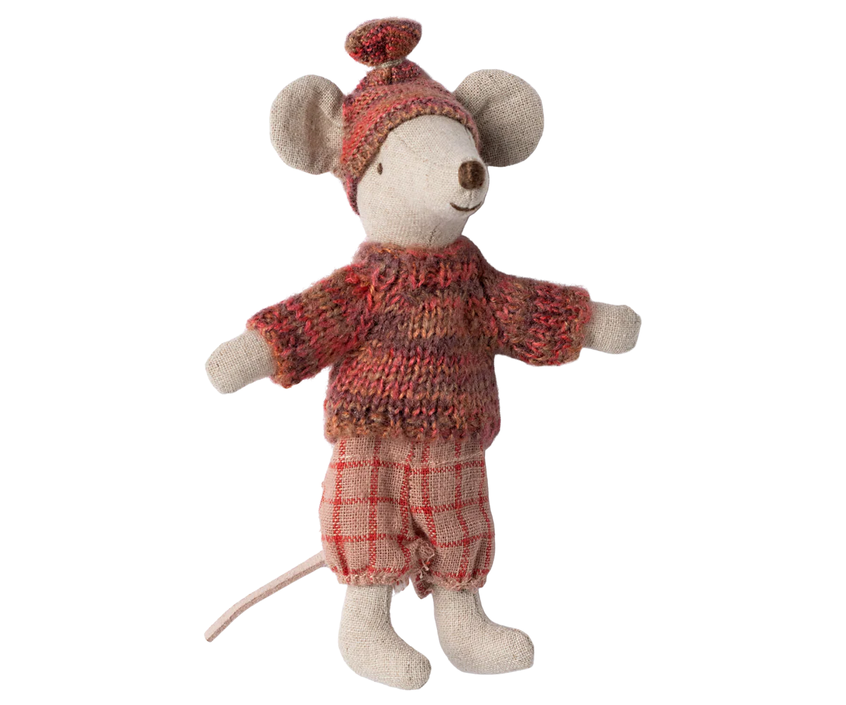 Maileg Winter mouse with ski set, Big sister - Rose - Image 3