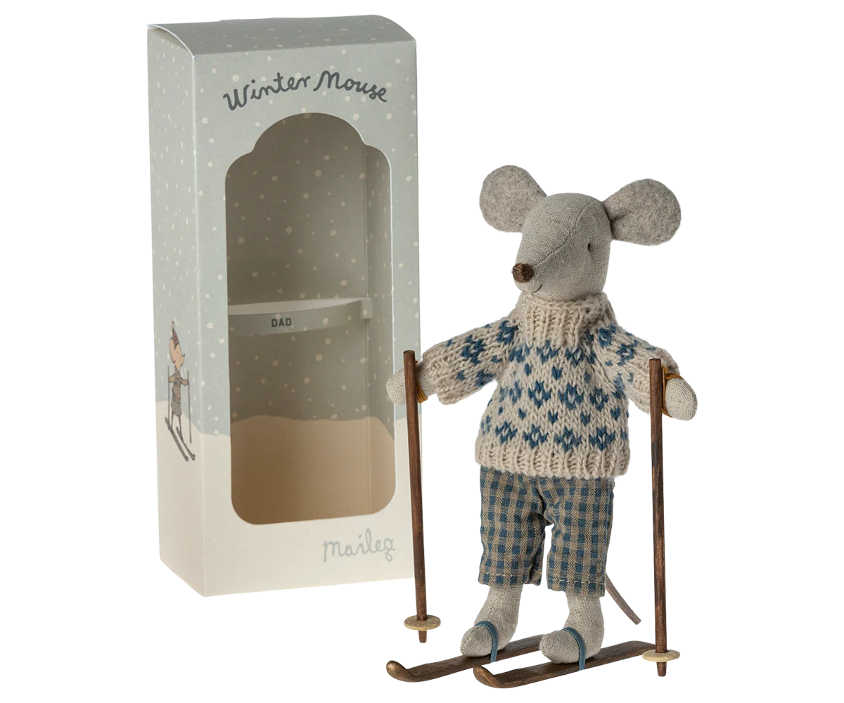 Maileg Winter Mouse with Ski Set, Dad - Image 2