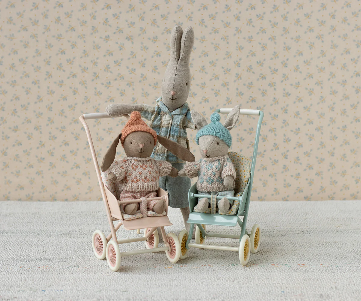 Maileg Winter rabbit, Micro - Sand - Mint - Image 2