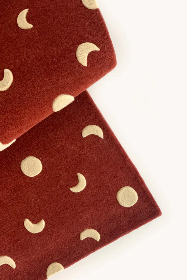 Maison Deux Rug MOONS Brick Red / Gold Print 2.6 x 3.9ft - Image 4