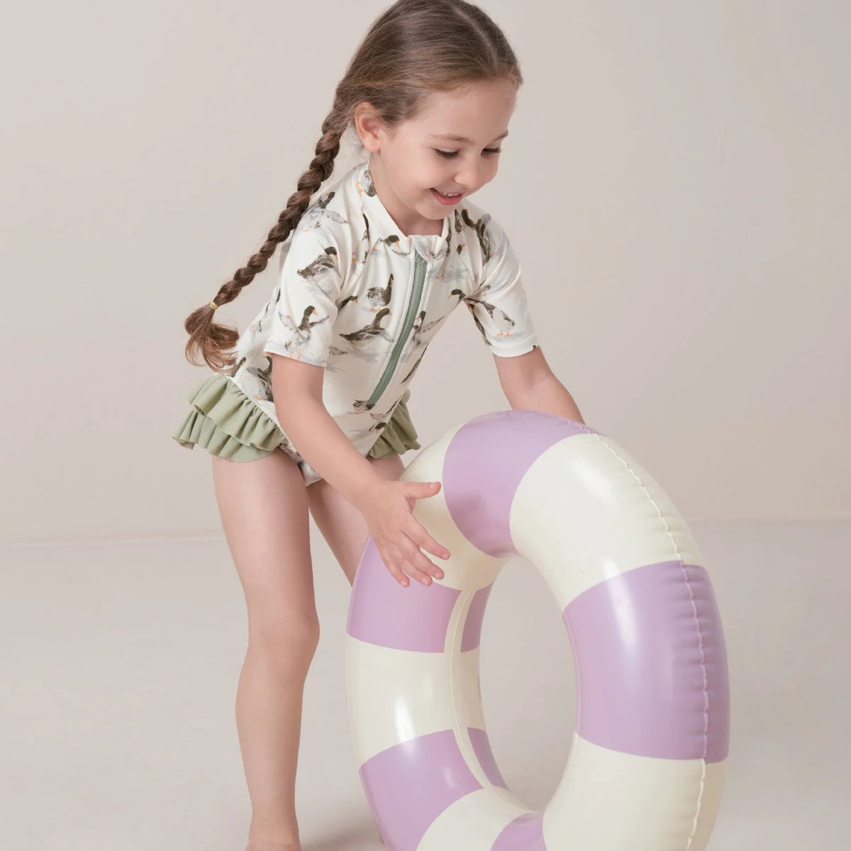 Milkbarn Giraffe Short Sleeve Ruffled One-Piece Swimsuit - Image 4