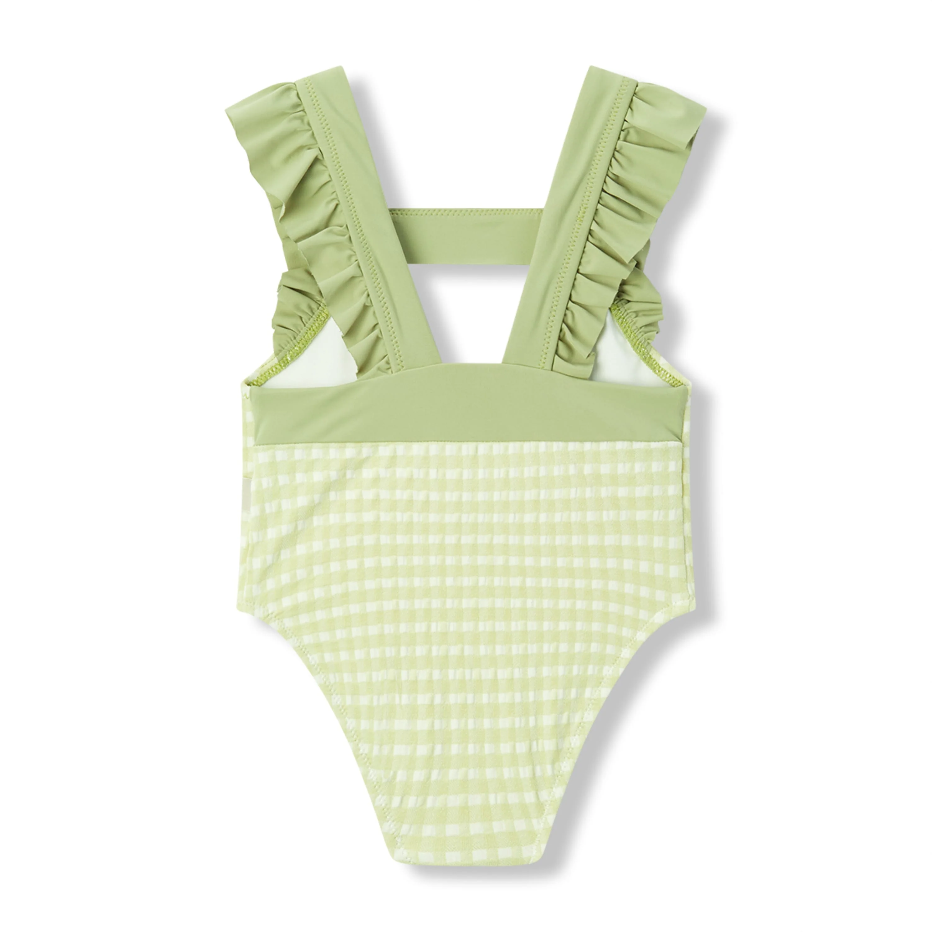 Milkbarn Green Gingham Ruffle Square Neck Swimsuit - Image 2
