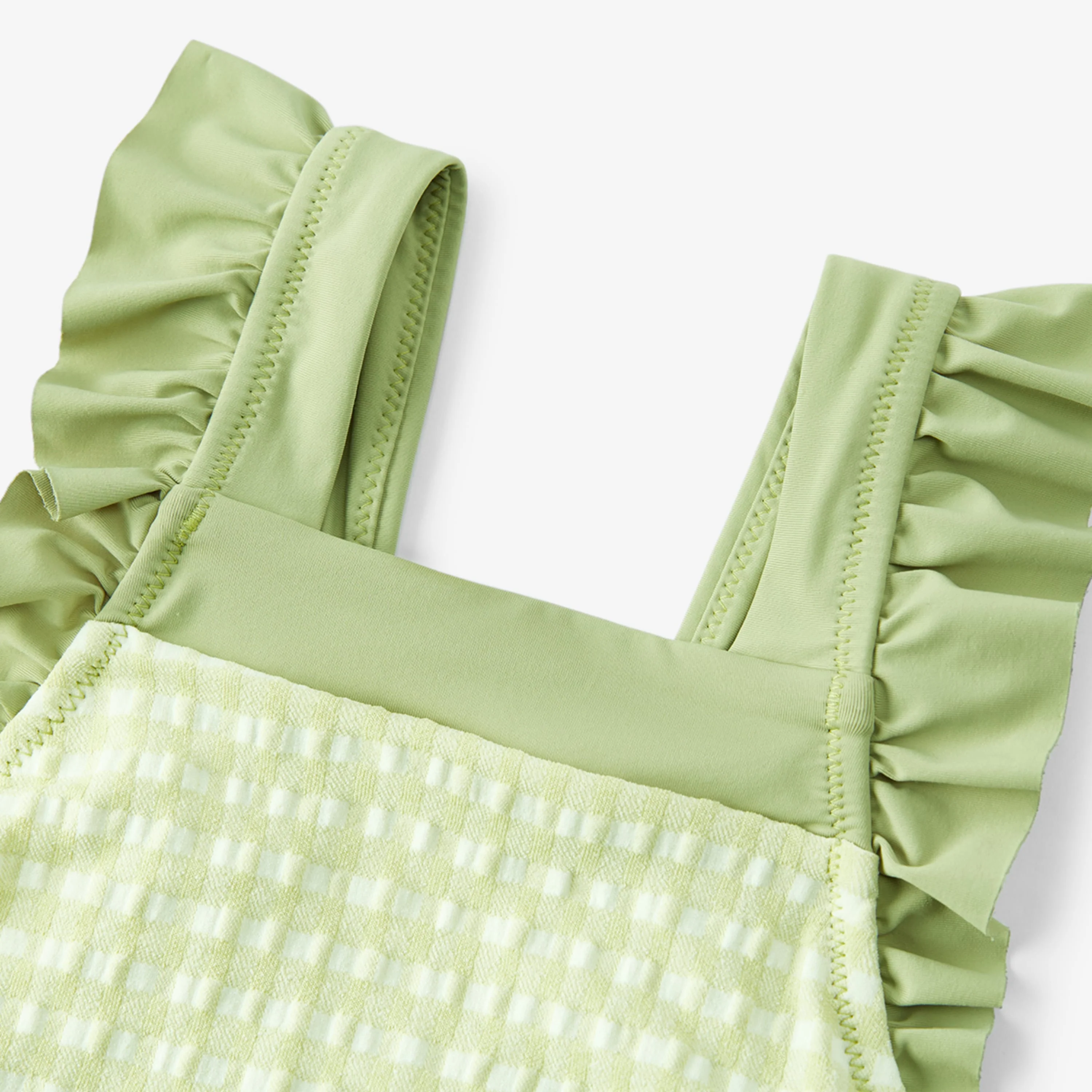 Milkbarn Green Gingham Ruffle Square Neck Swimsuit - Image 3