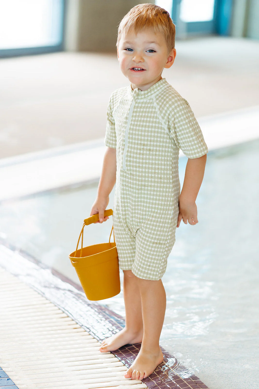 Milkbarn Green Gingham Zipper Shortall Swimsuit - Image 4