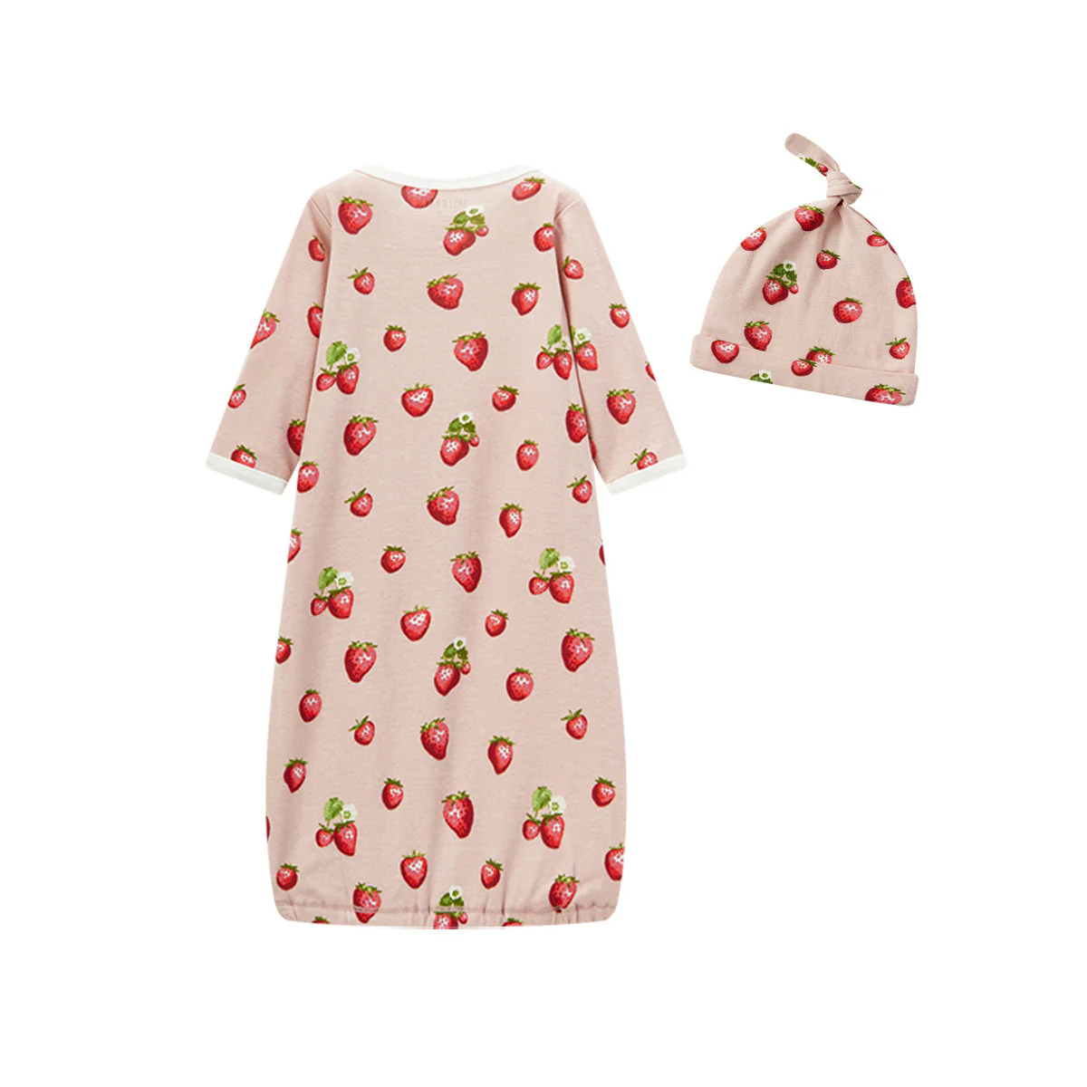 Milkbarn Strawberry Organic Cotton Newborn Gown & Hat Set - Image 2