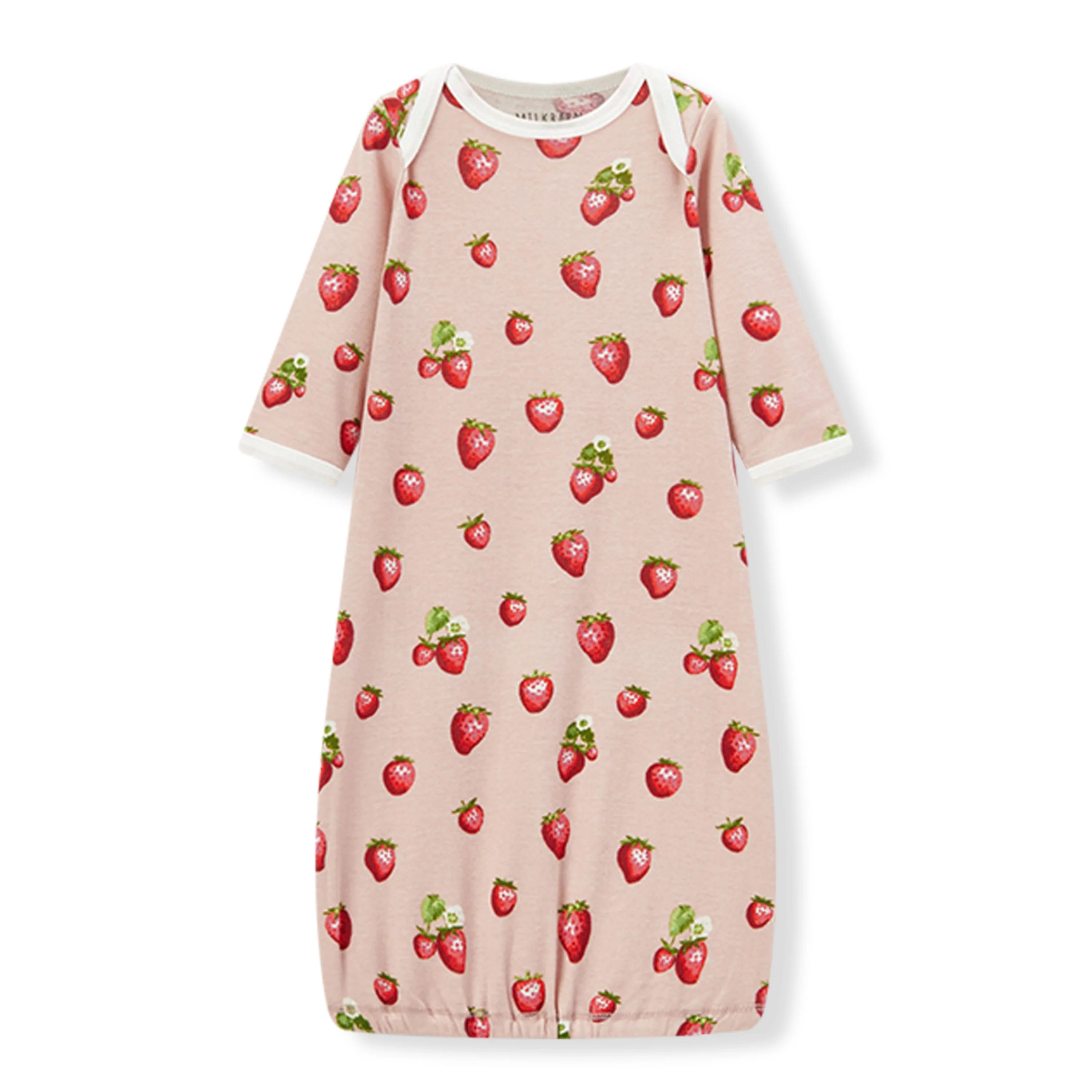 Milkbarn Strawberry Organic Cotton Newborn Gown & Hat Set - Image 3