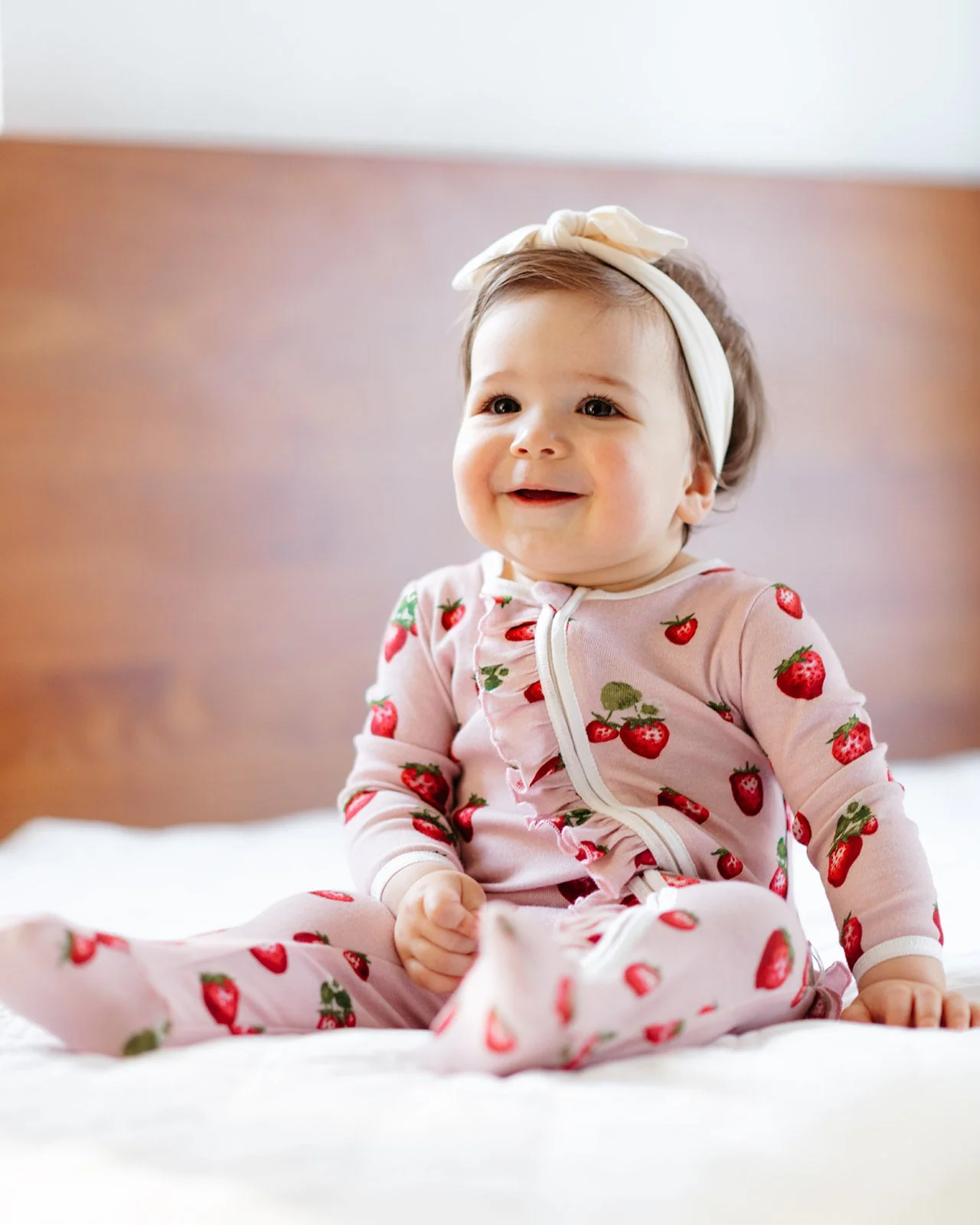 Milkbarn Strawberry Organic Cotton Ruffle Footed Romper - Image 12