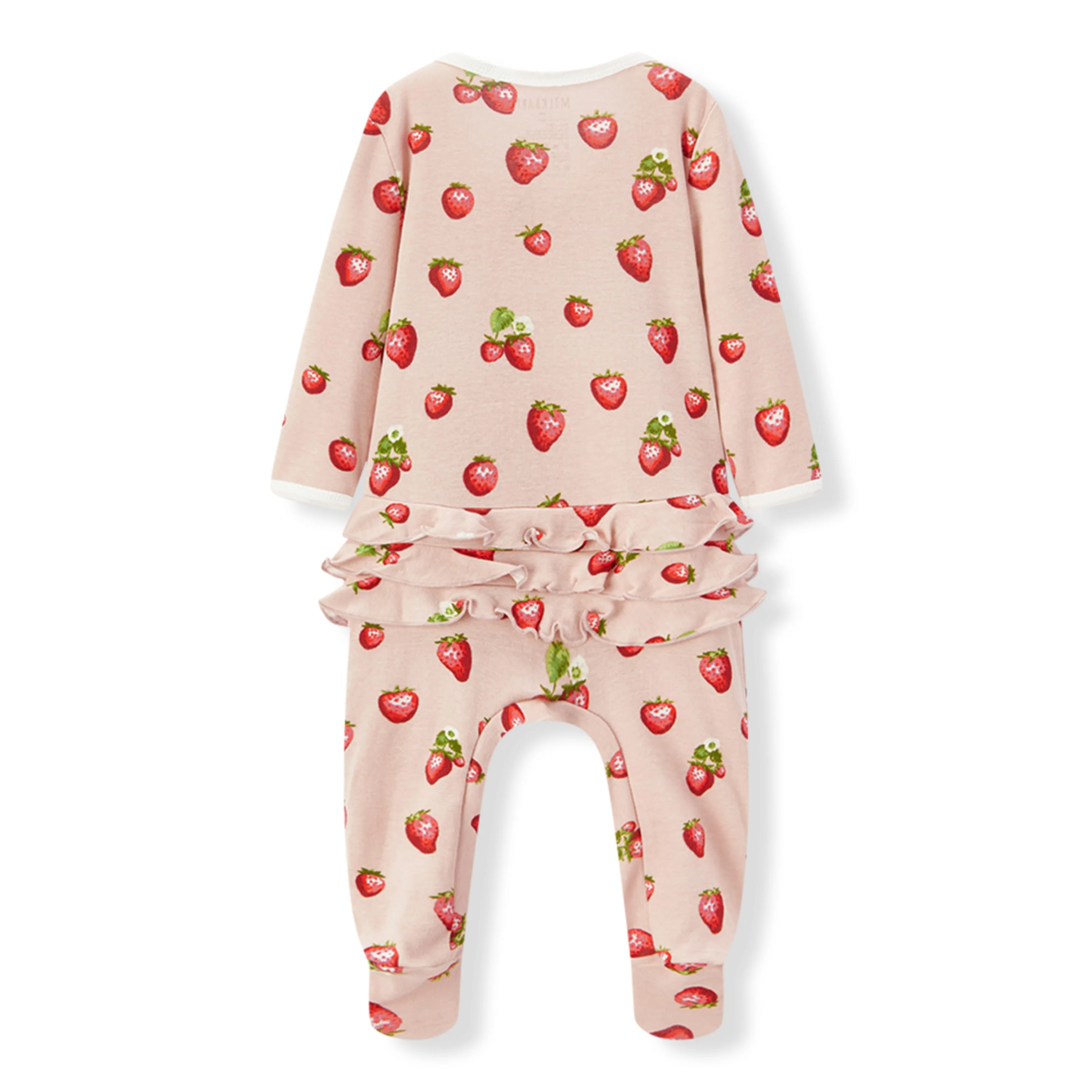 Milkbarn Strawberry Organic Cotton Ruffle Footed Romper - Image 2