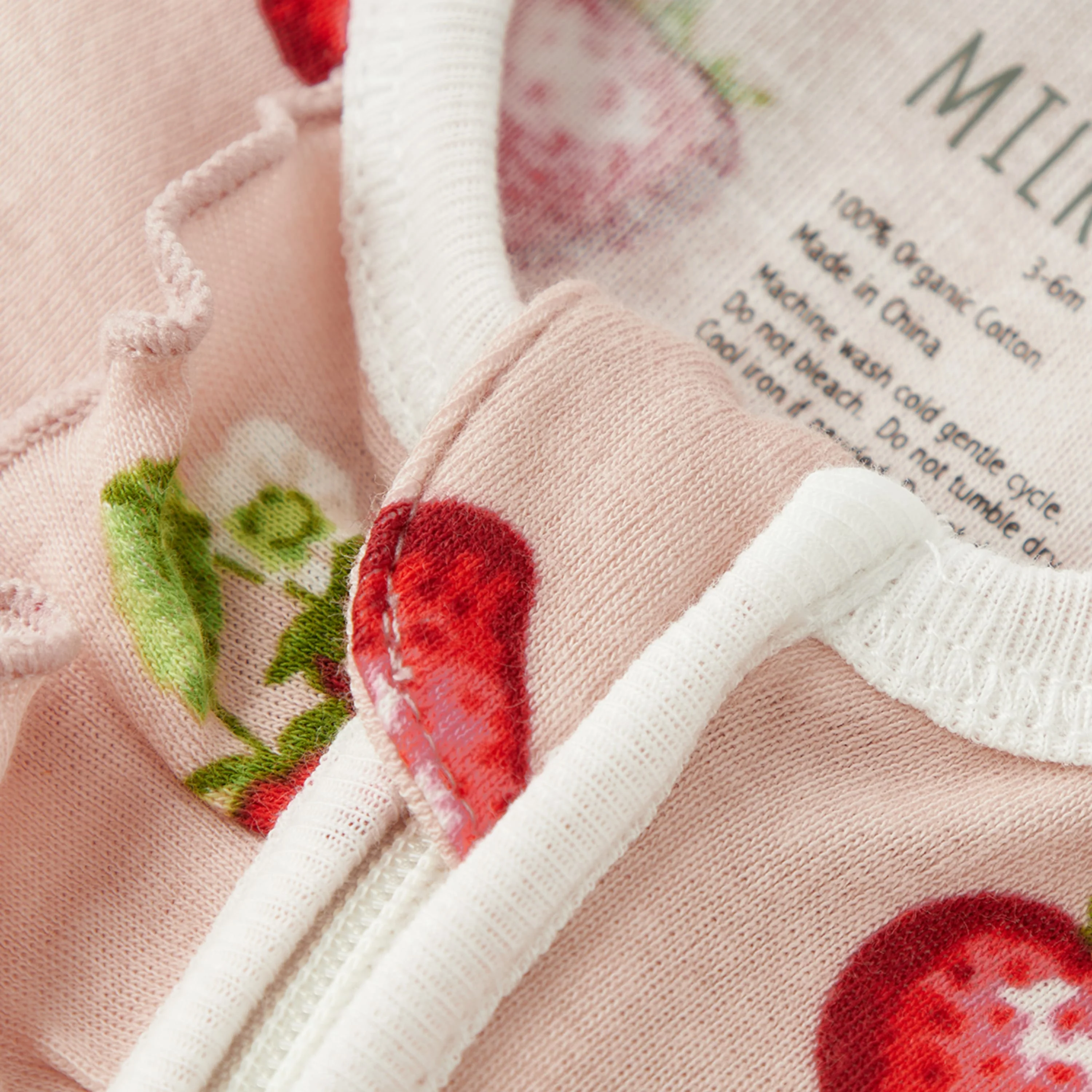Milkbarn Strawberry Organic Cotton Ruffle Footed Romper - Image 5