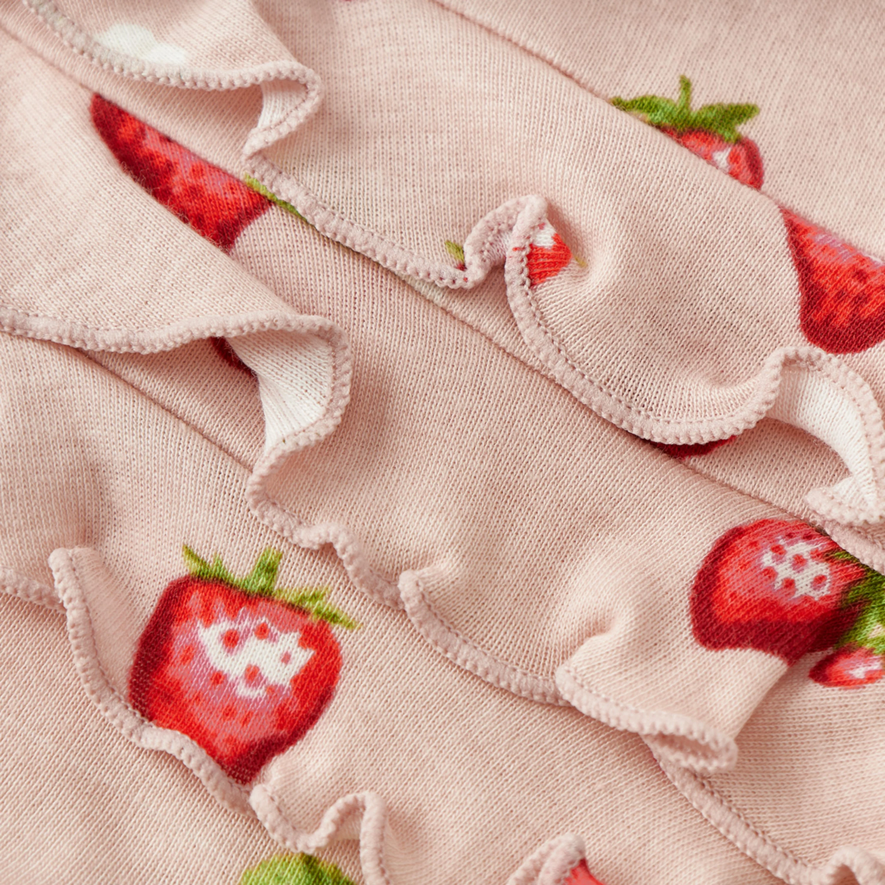 Milkbarn Strawberry Organic Cotton Ruffle Footed Romper - Image 6