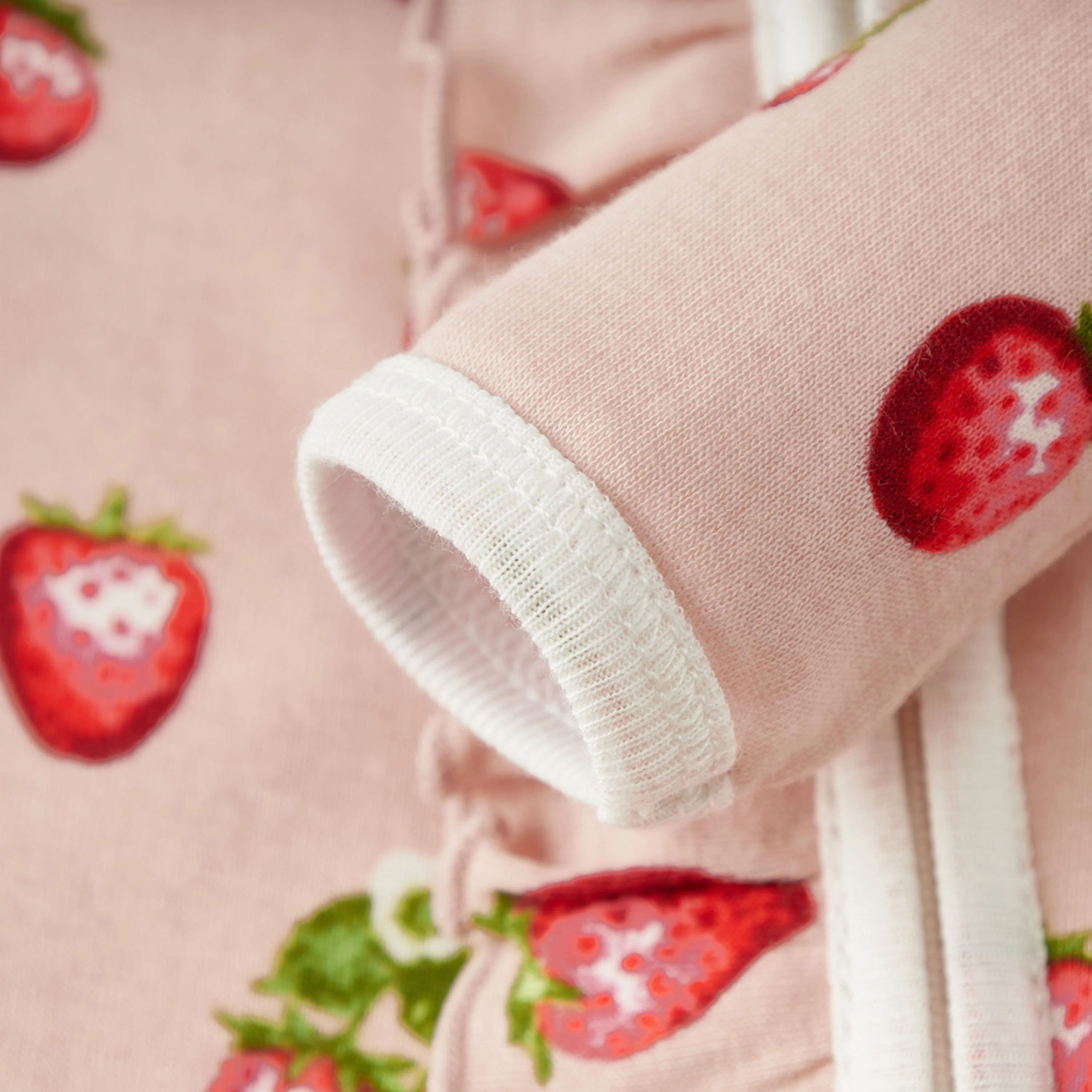Milkbarn Strawberry Organic Cotton Ruffle Footed Romper - Image 8