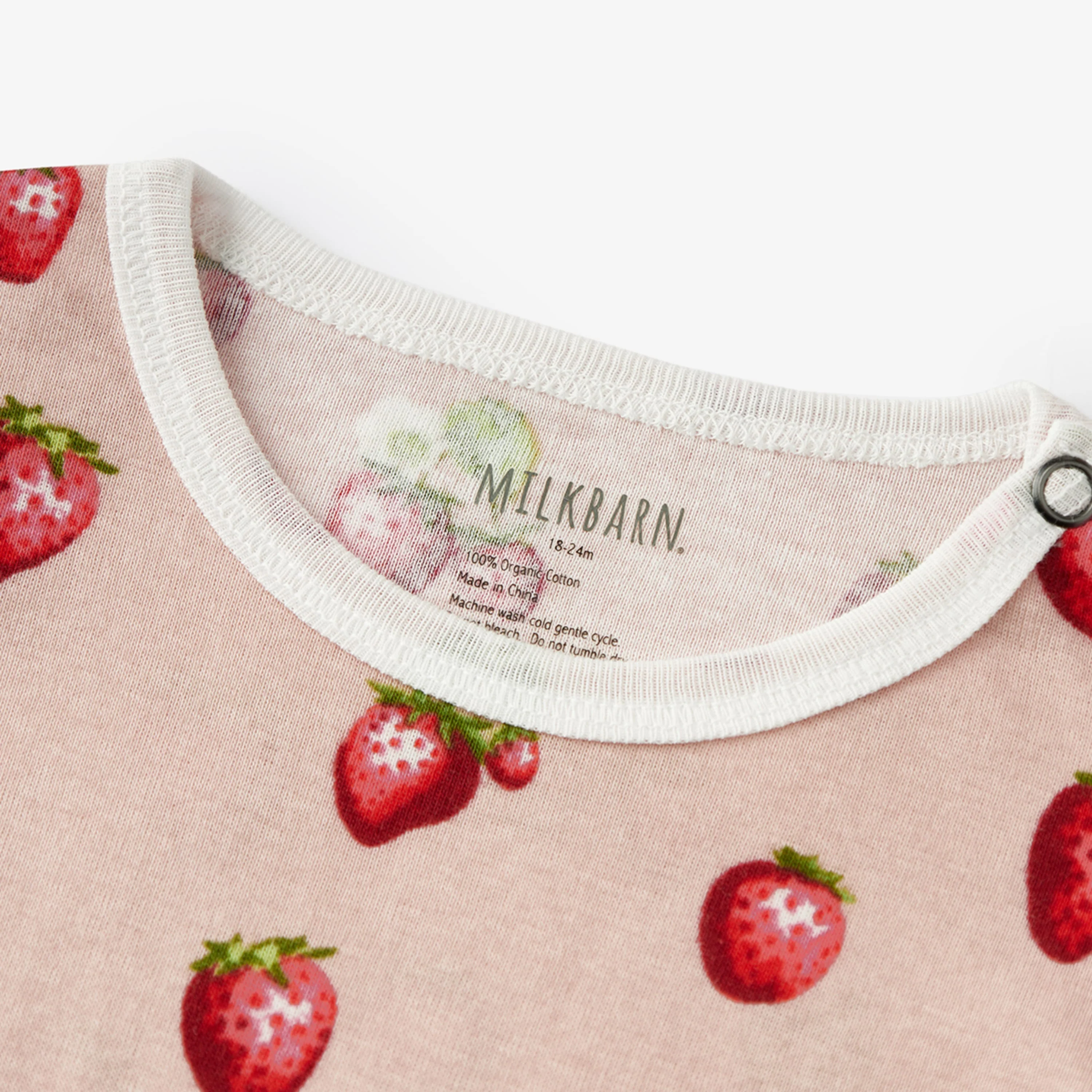 Milkbarn Strawberry Organic Cotton Ruffle One Piece - Image 3