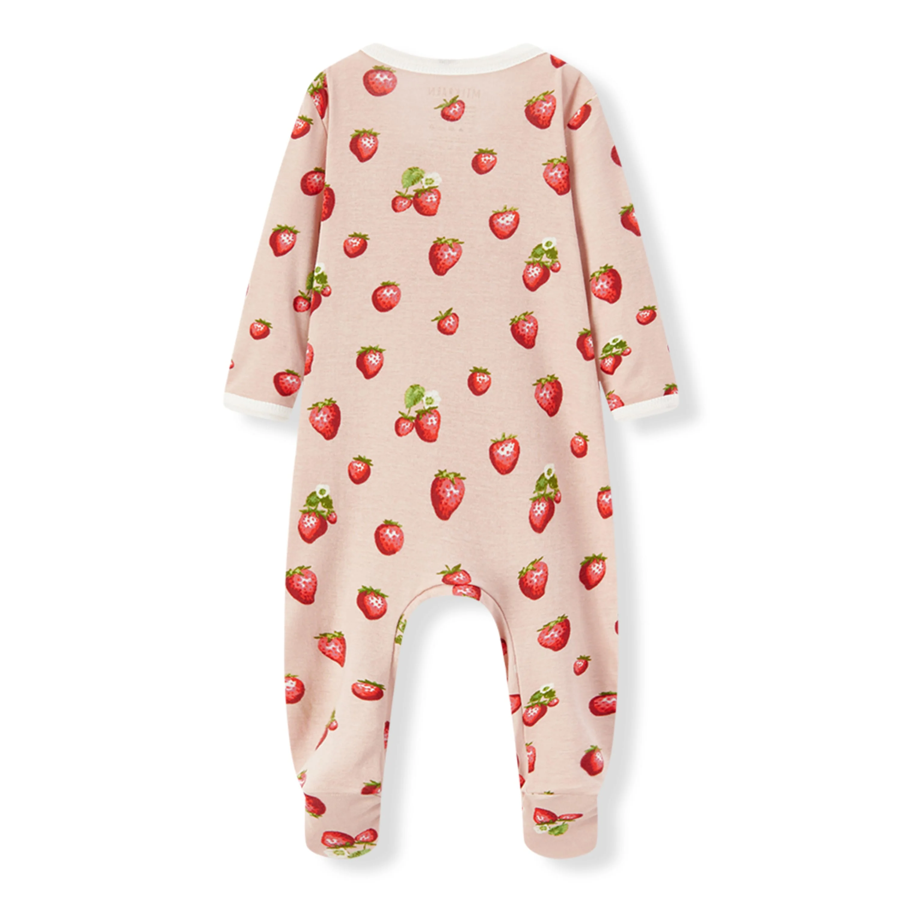 Milkbarn Strawberry Organic Cotton Zipper Footed Romper - Image 2