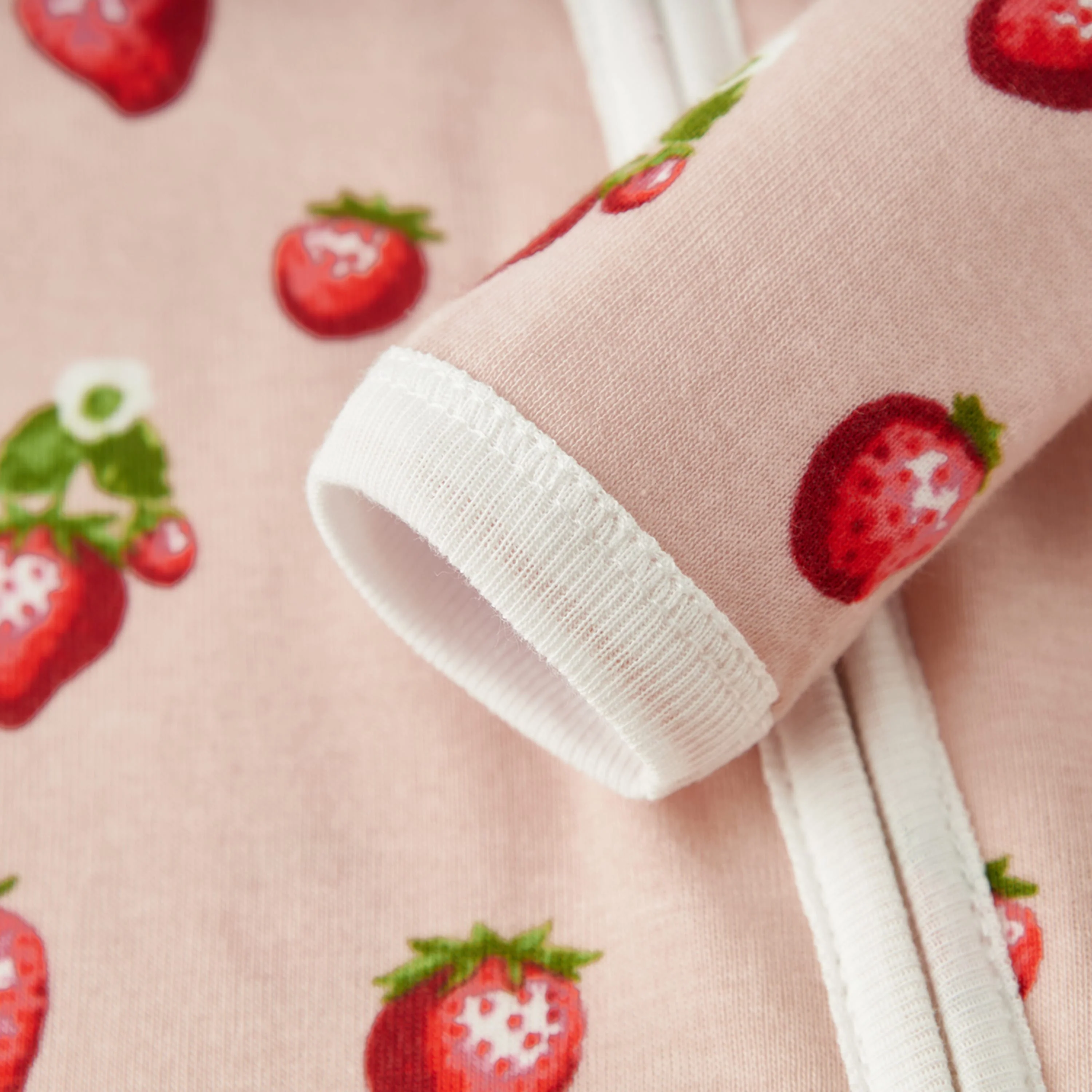 Milkbarn Strawberry Organic Cotton Zipper Footed Romper - Image 5