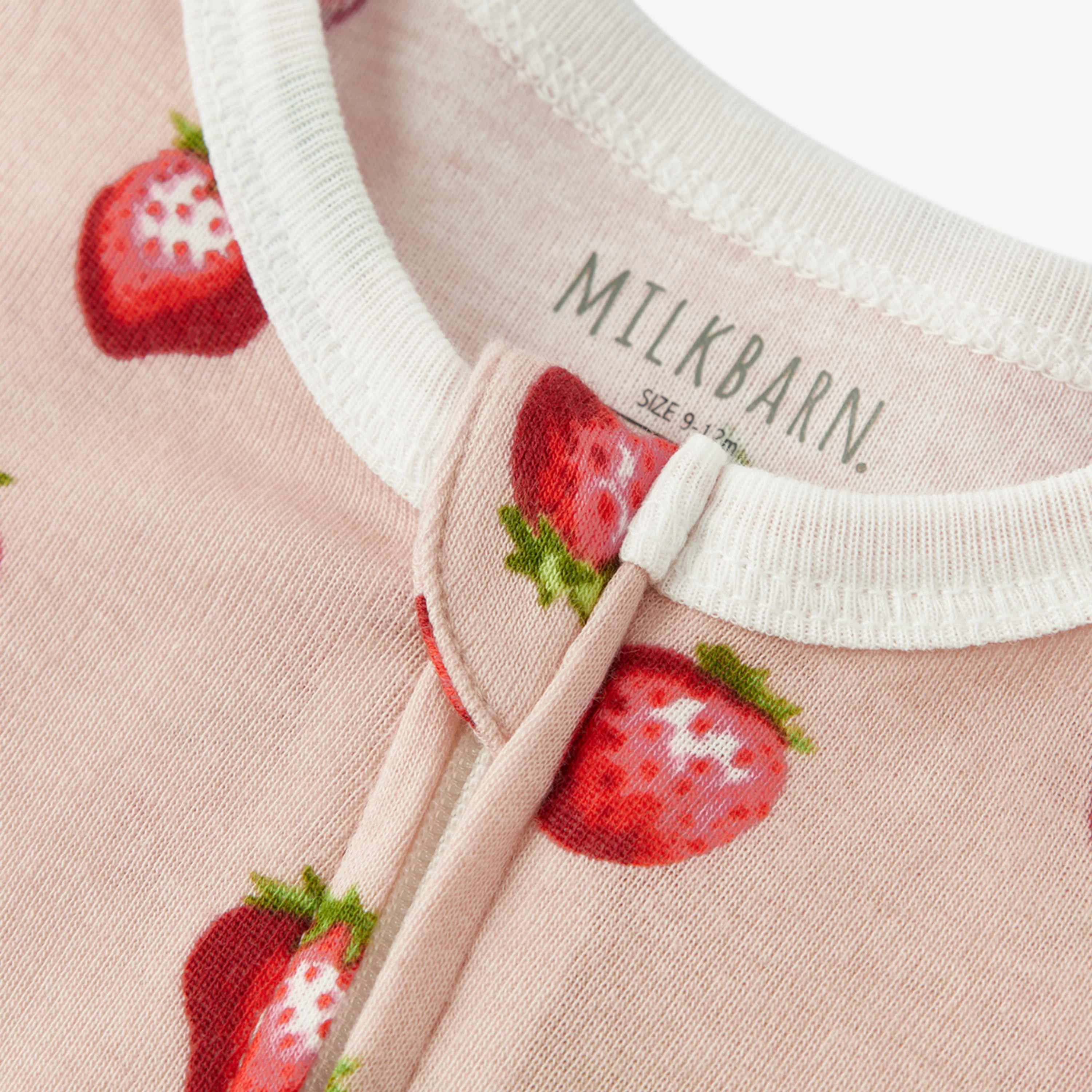 Milkbarn Strawberry Organic Cotton Zipper Pajama - Image 3