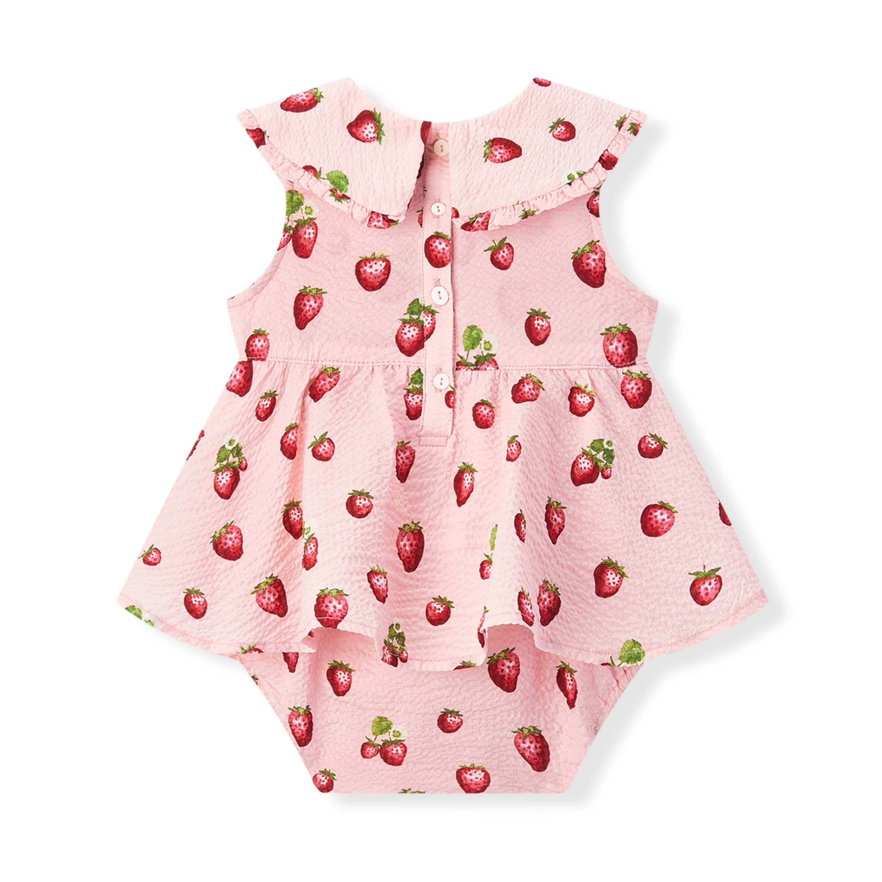 Milkbarn Strawberry Ruffle Collar One Piece Dress - Image 2