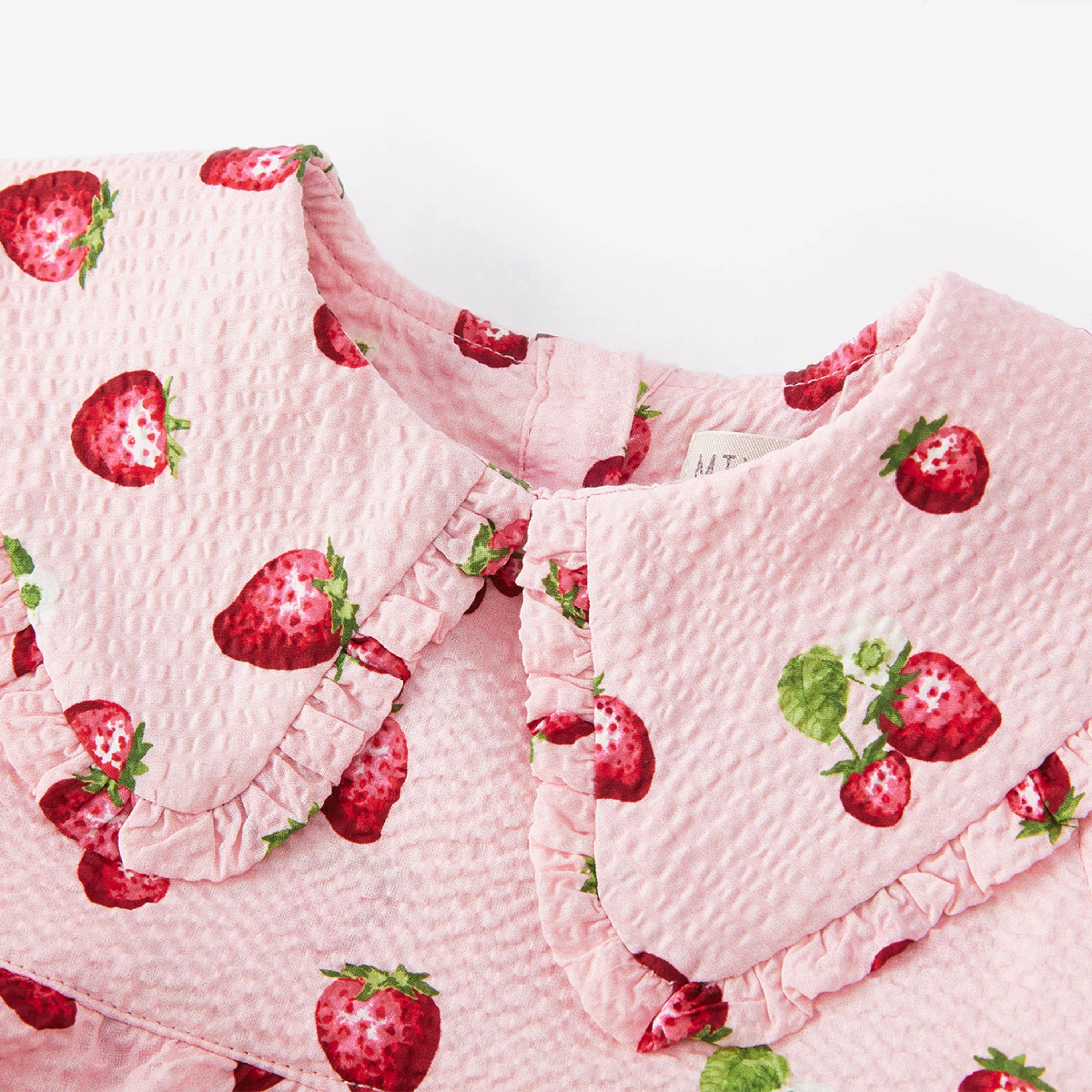 Milkbarn Strawberry Ruffle Collar One Piece Dress - Image 3
