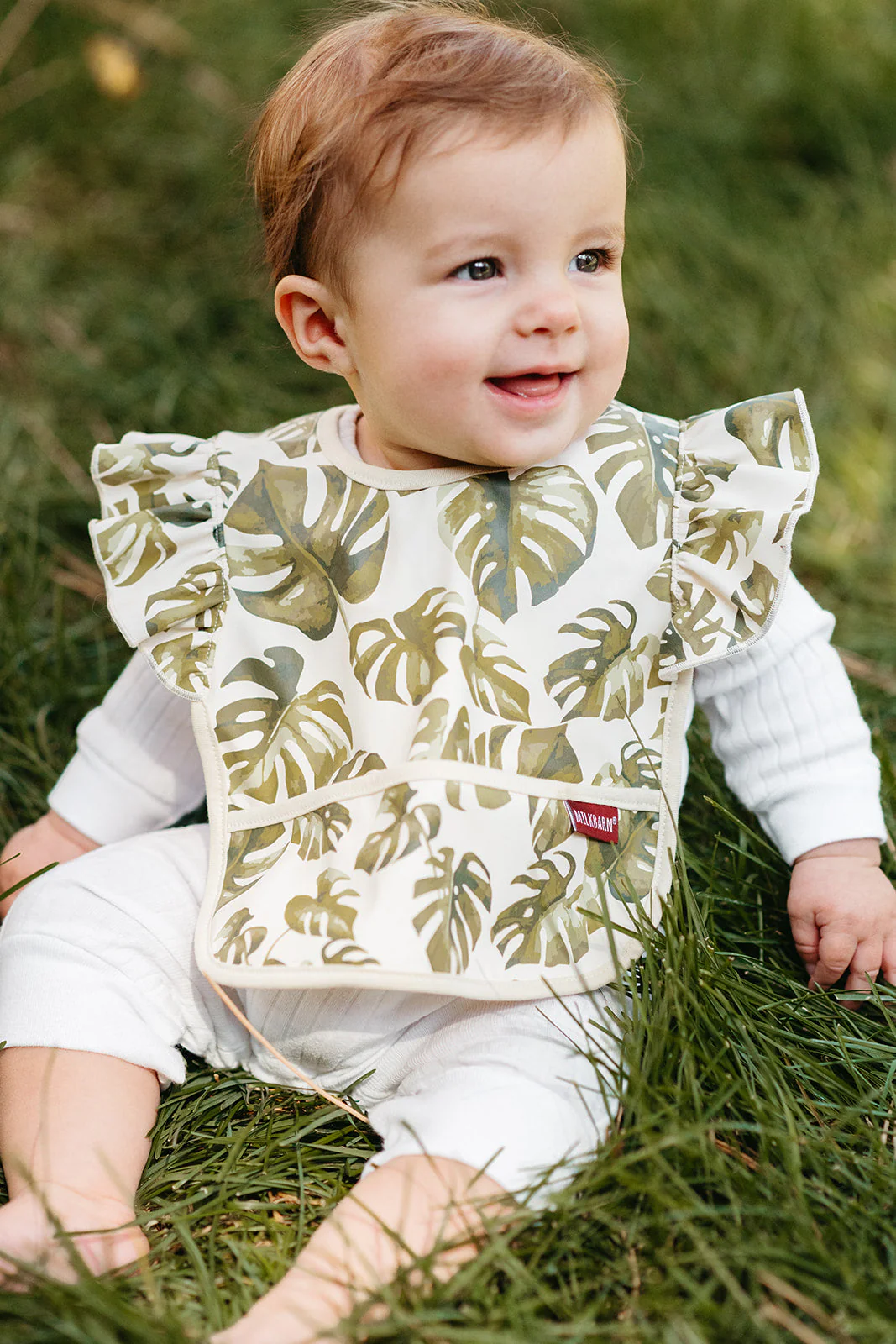 Milkbarn Strawberry Ruffle Pocket Bib - Image 6