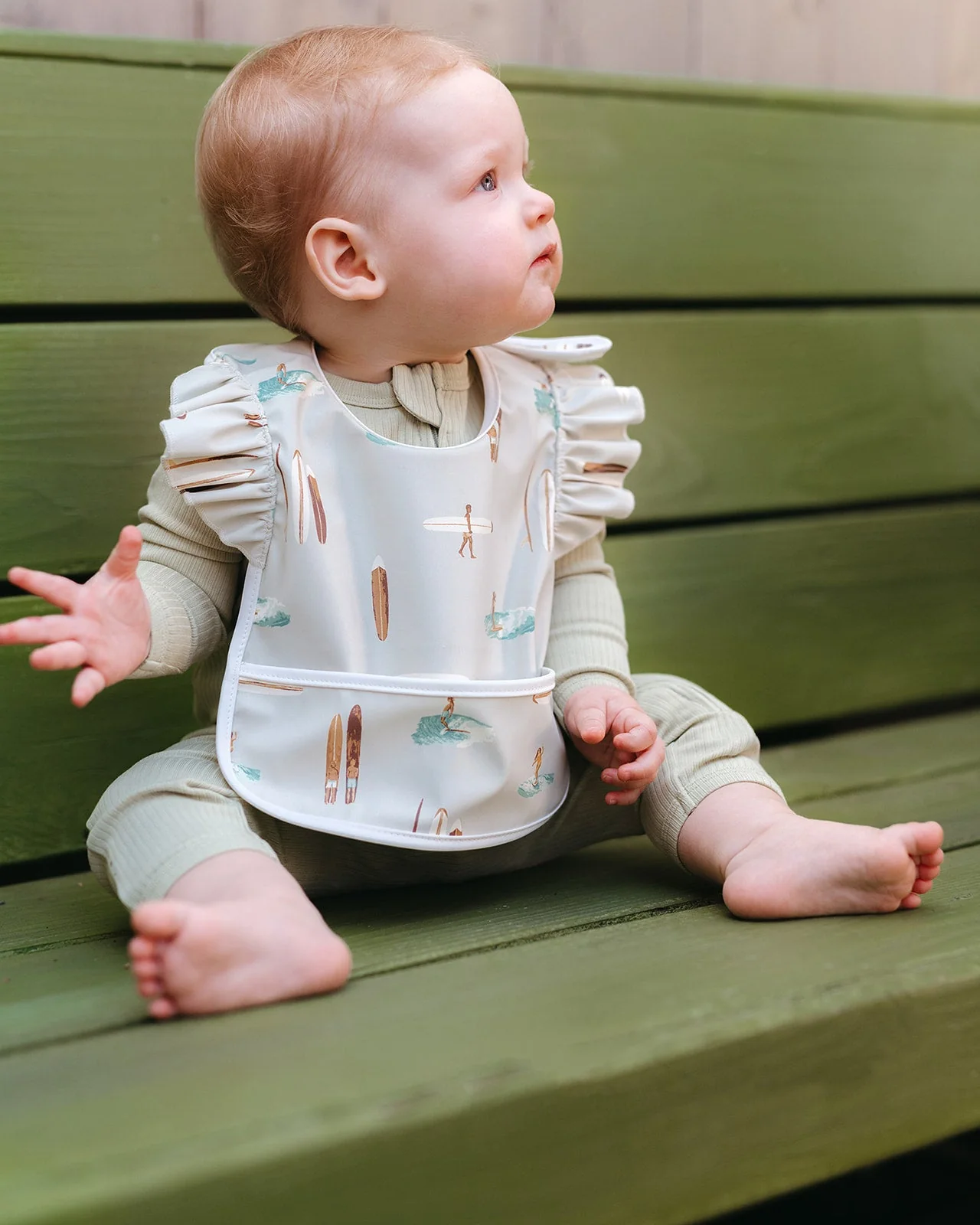 Milkbarn Strawberry Ruffle Pocket Bib - Image 7