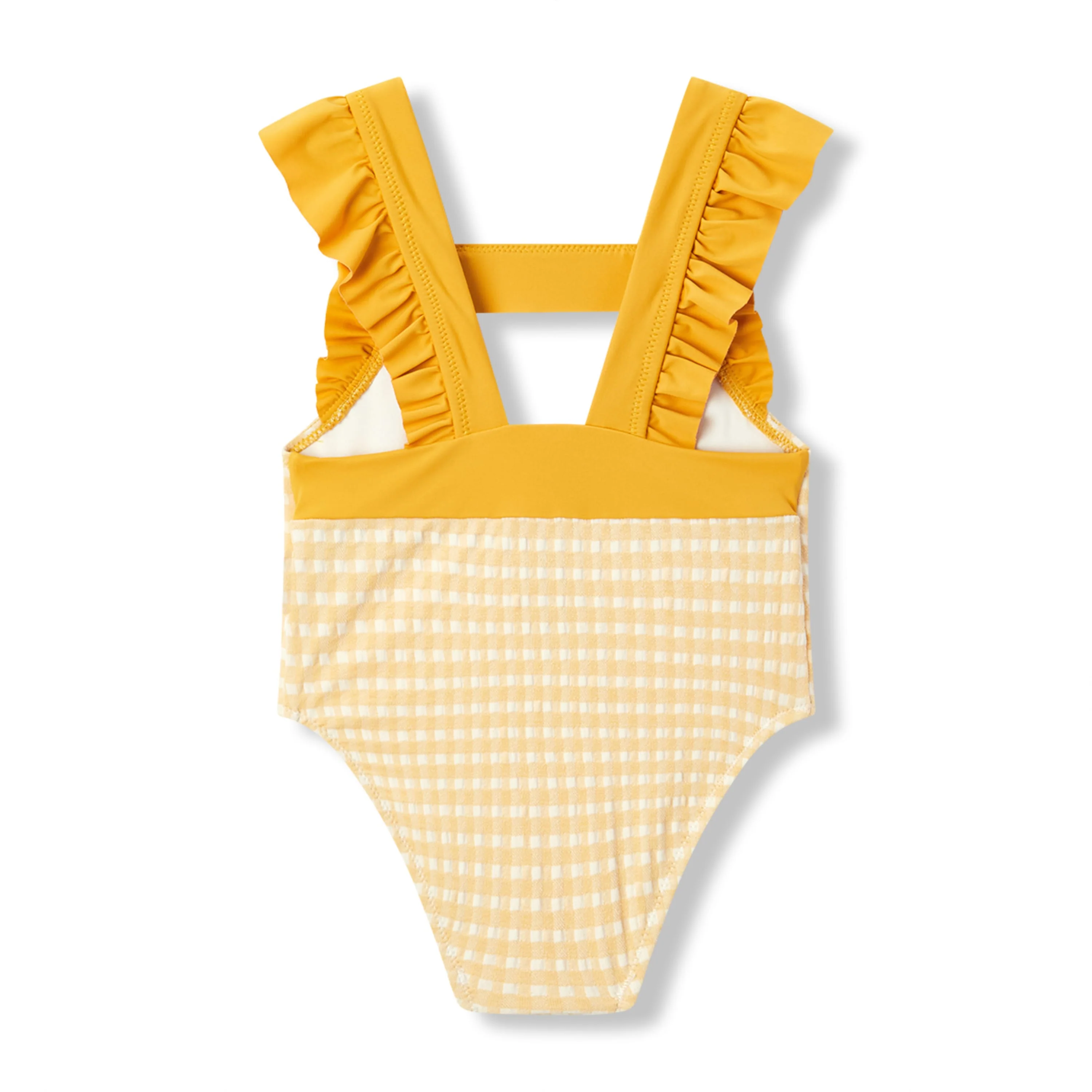 Milkbarn Yellow Gingham Ruffle Square Neck Swimsuit - Image 2