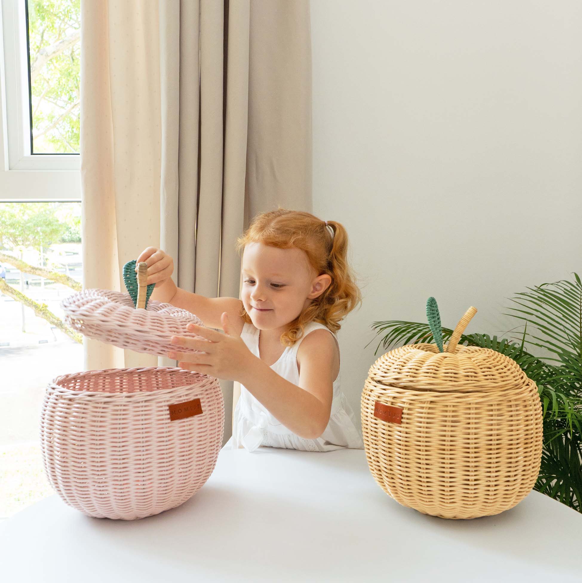 Momiji Apple Storage Basket Small - Pink - Image 5