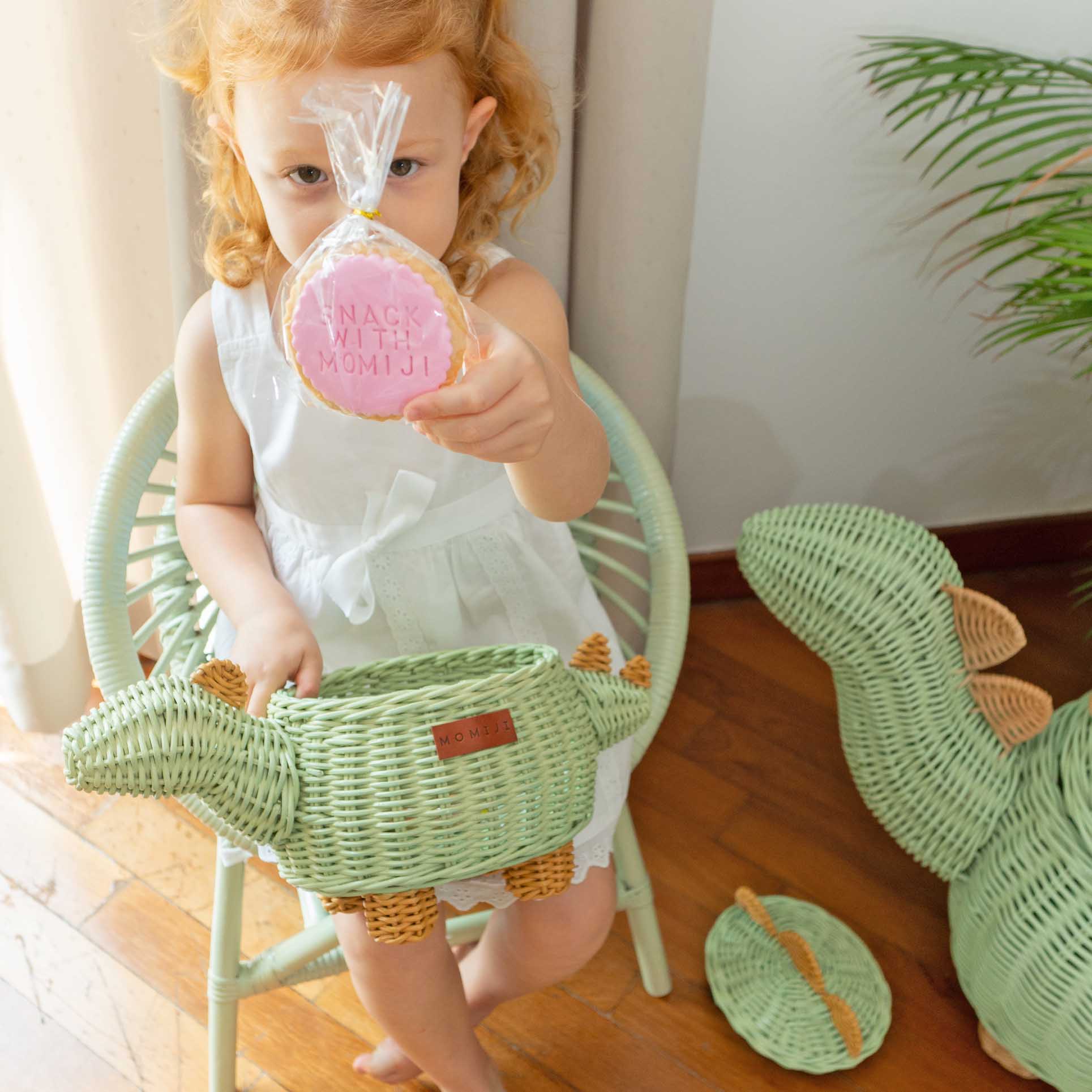 Momiji Dinosaur Basket Small - Mint Green - Image 3