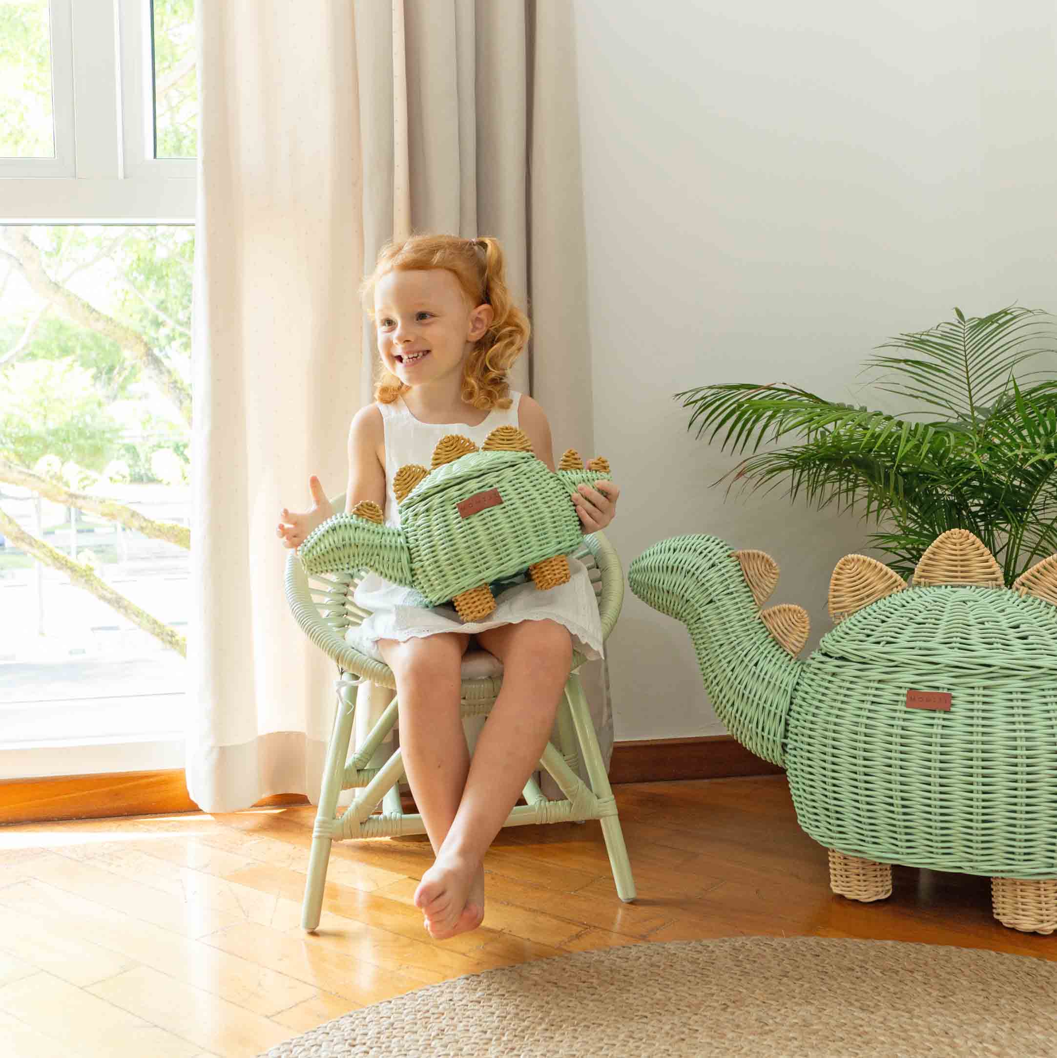 Momiji Dinosaur Basket Small - Mint Green - Image 5