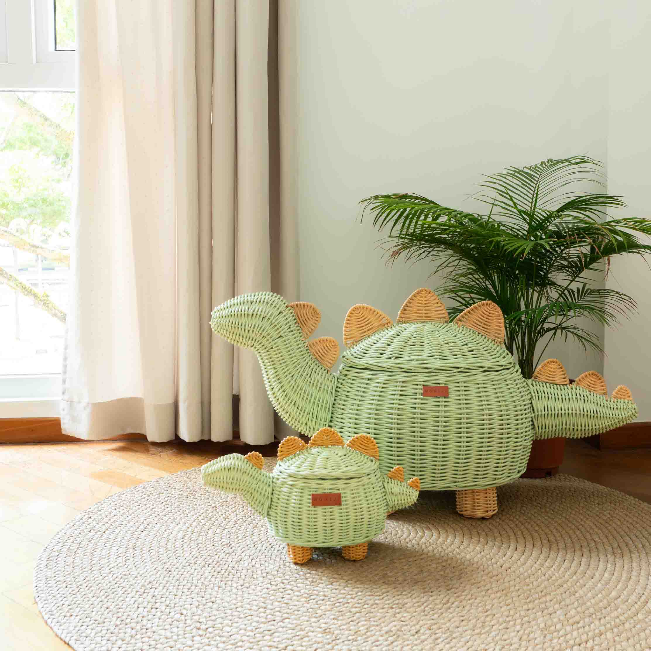 Momiji Dinosaur Basket Small - Mint Green - Image 6