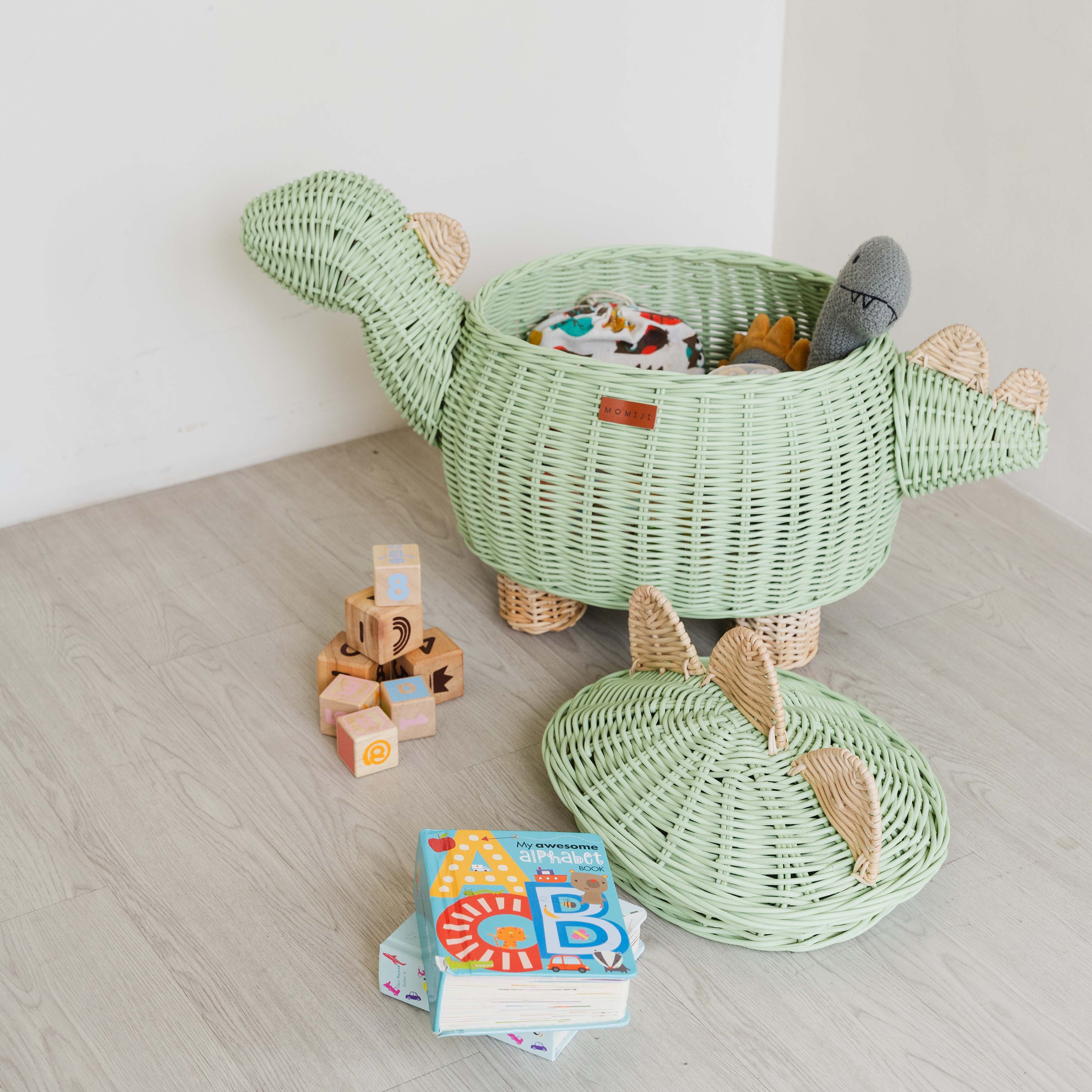 Momiji Dinosaur Storage Basket - Mint Green - Image 2