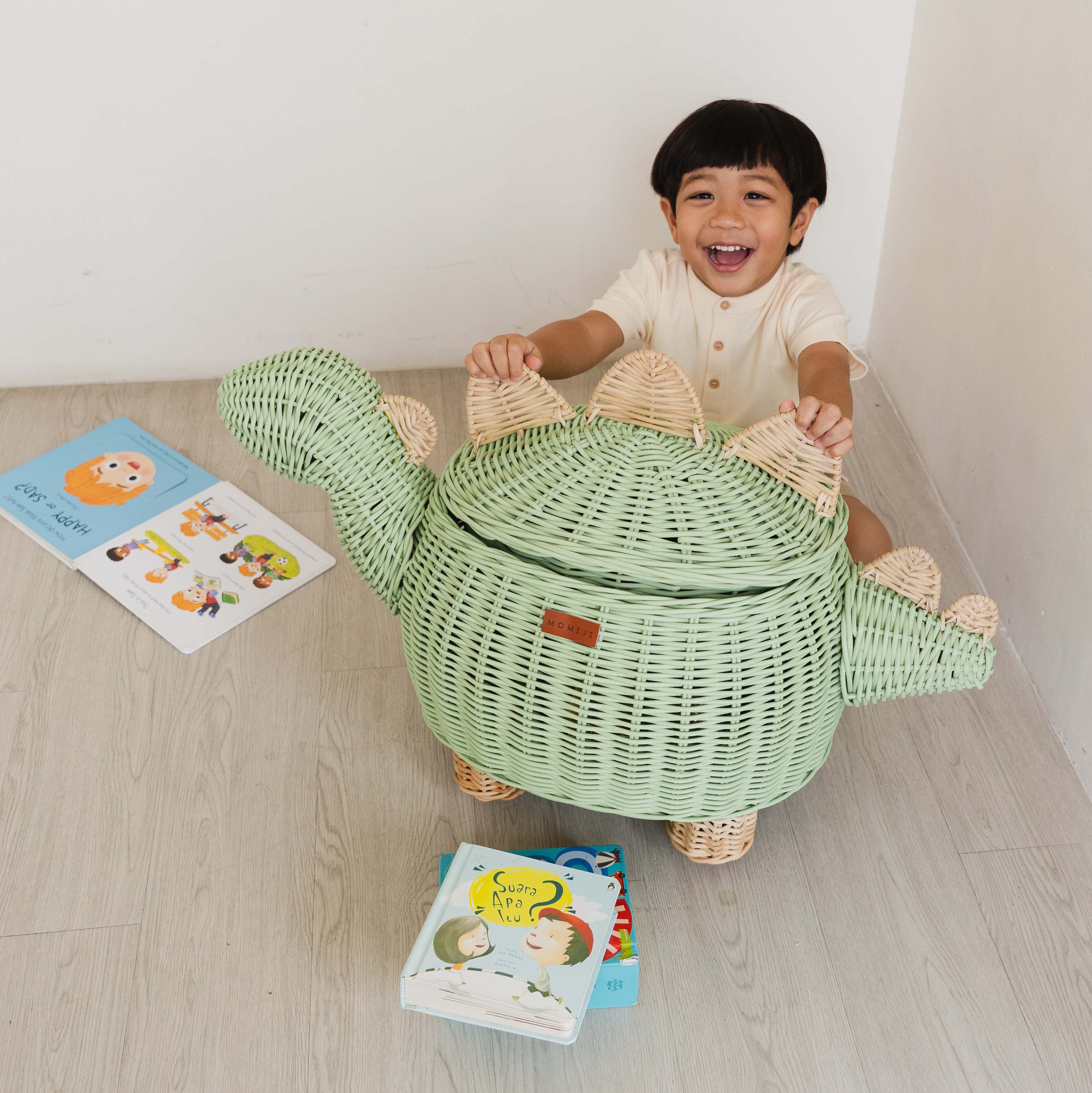 Momiji Dinosaur Storage Basket - Mint Green - Image 3