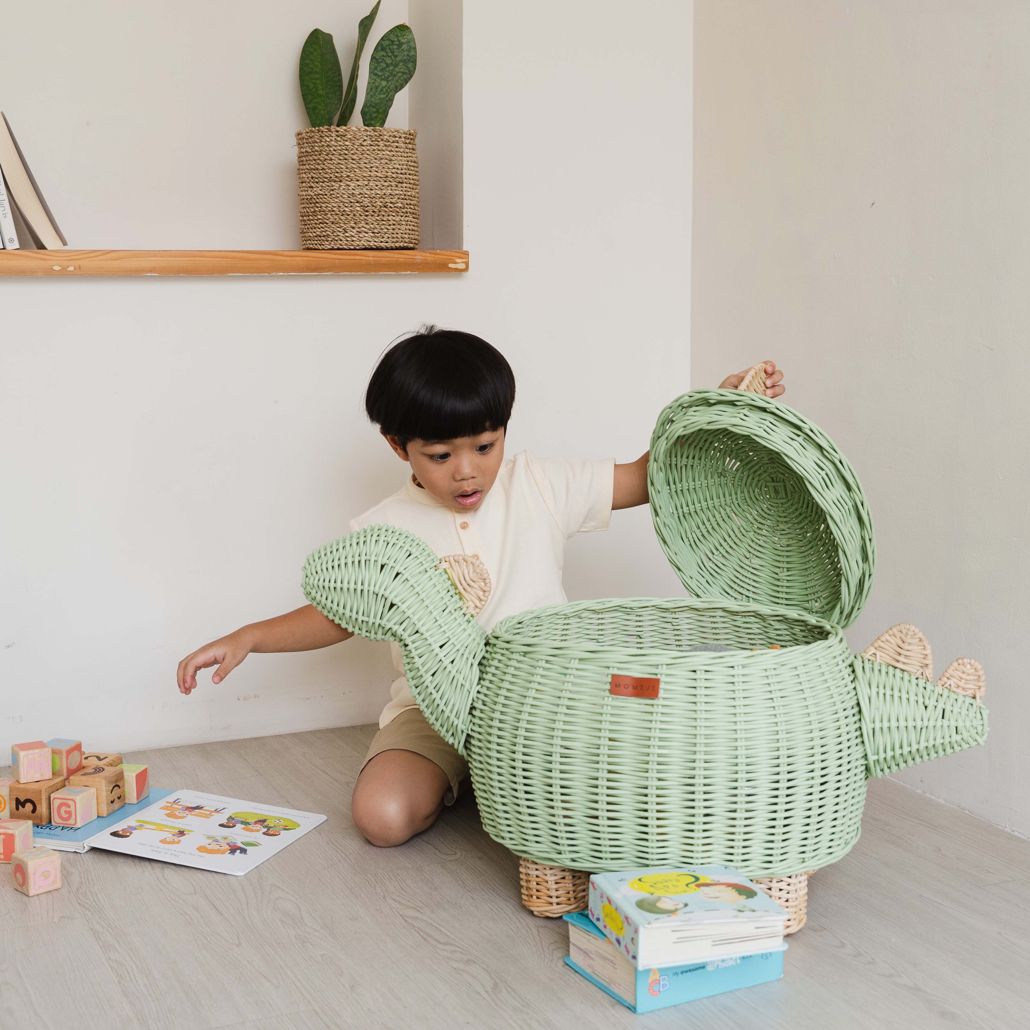 Momiji Dinosaur Storage Basket - Mint Green - Image 4