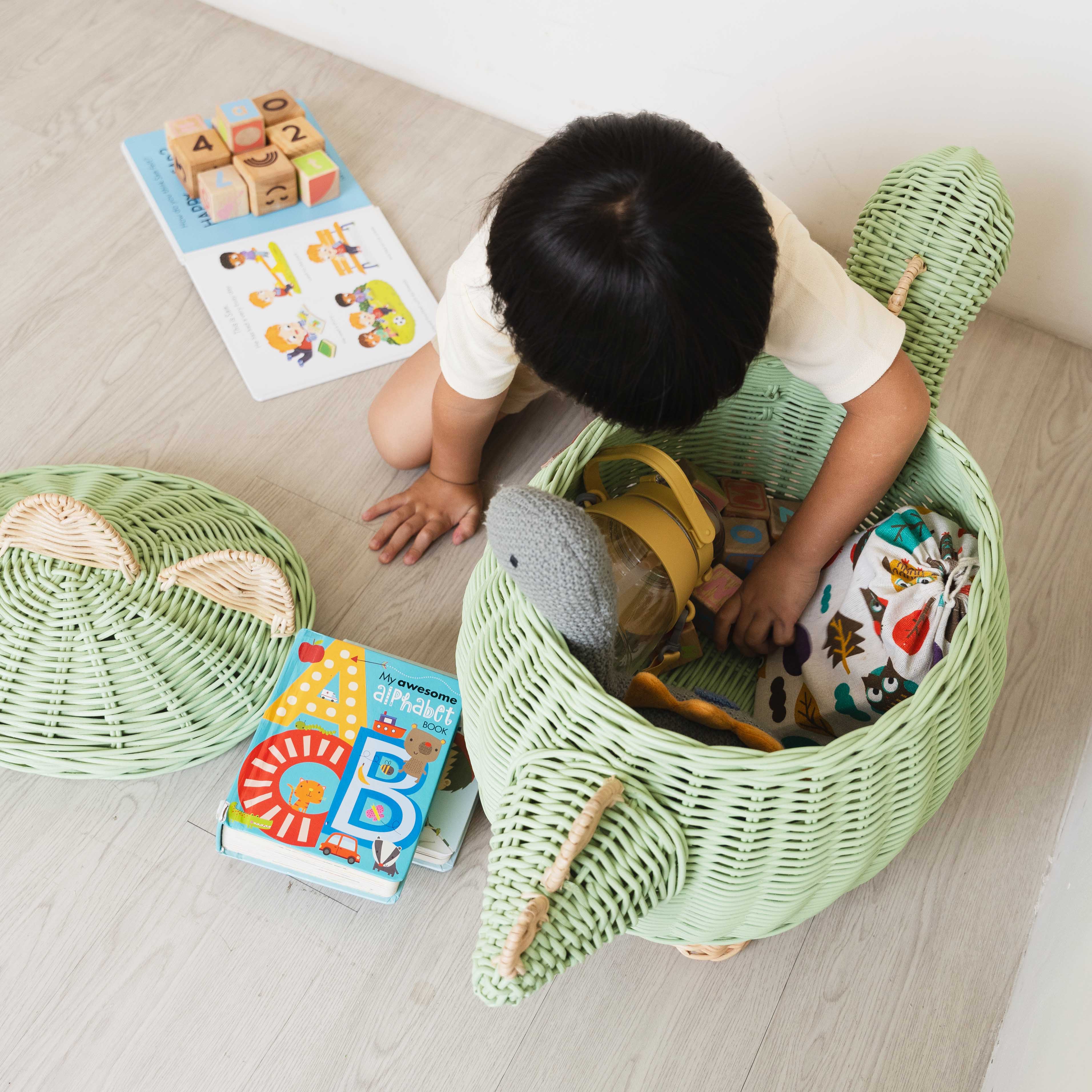 Momiji Dinosaur Storage Basket - Mint Green - Image 5