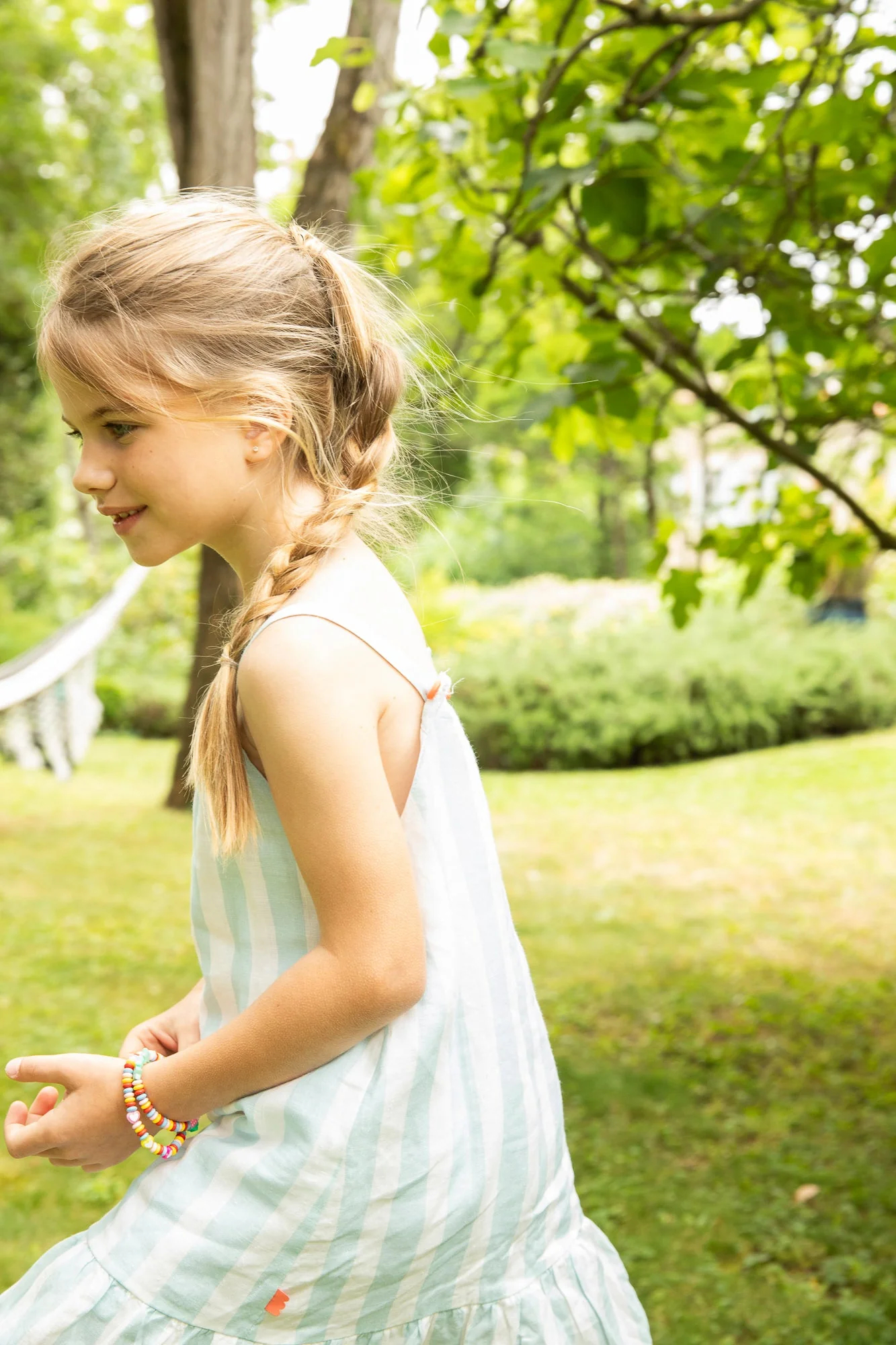Mon Coeur Linen Cabana Stripe Strappy Kid Dress - Image 4