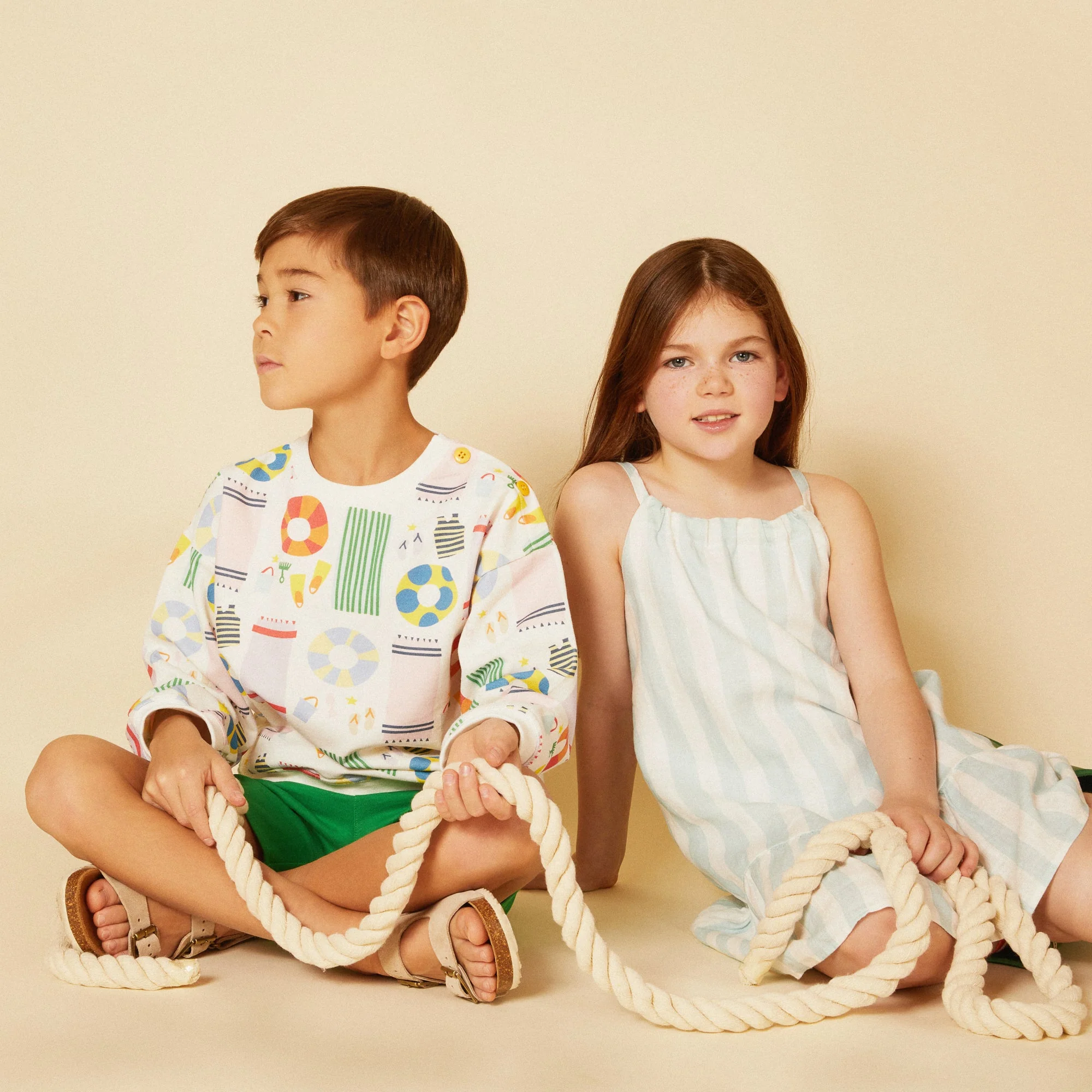 Mon Coeur Linen Cabana Stripe Strappy Kid Dress - Image 7