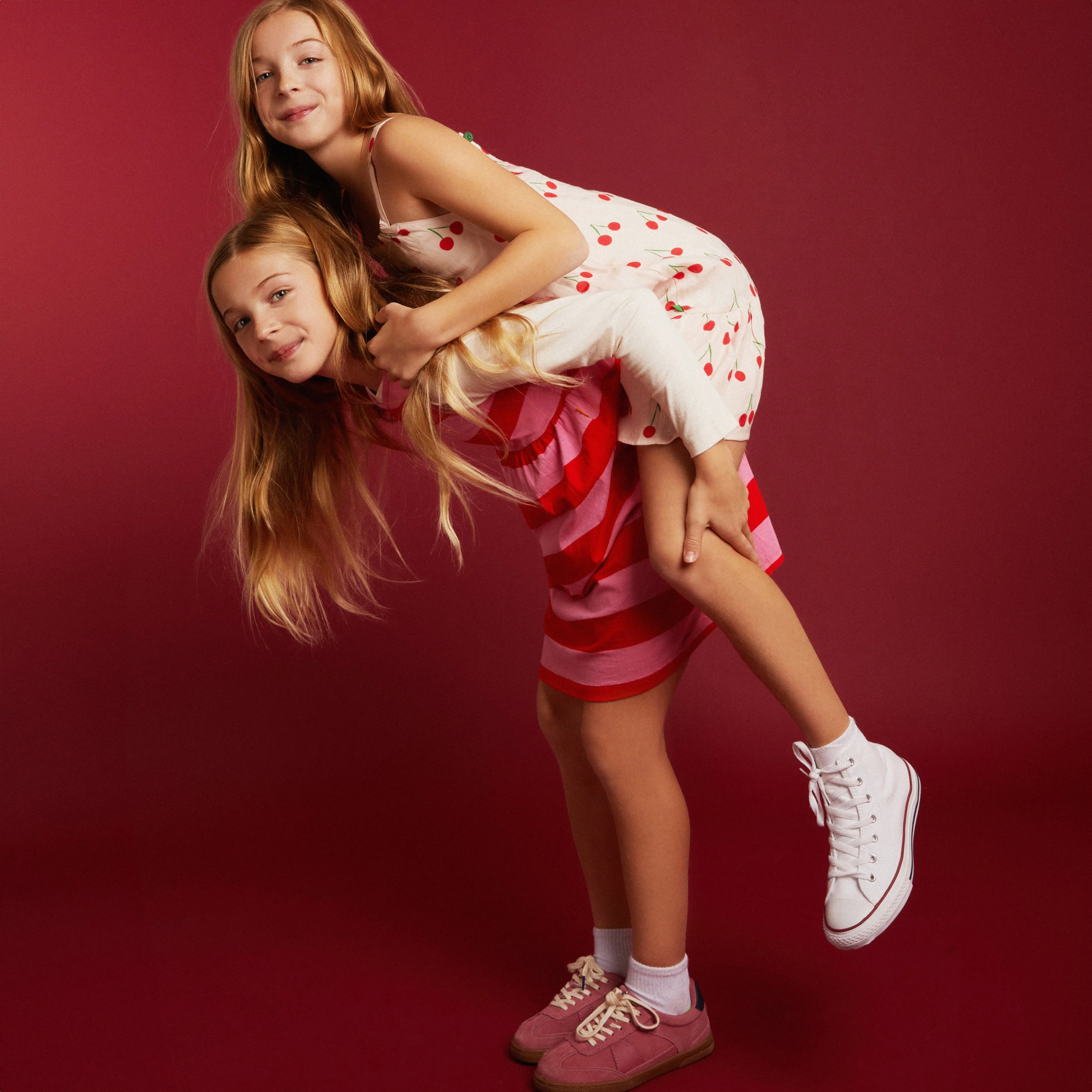 Mon Coeur Linen Cherry Strappy Kid Dress - Image 6