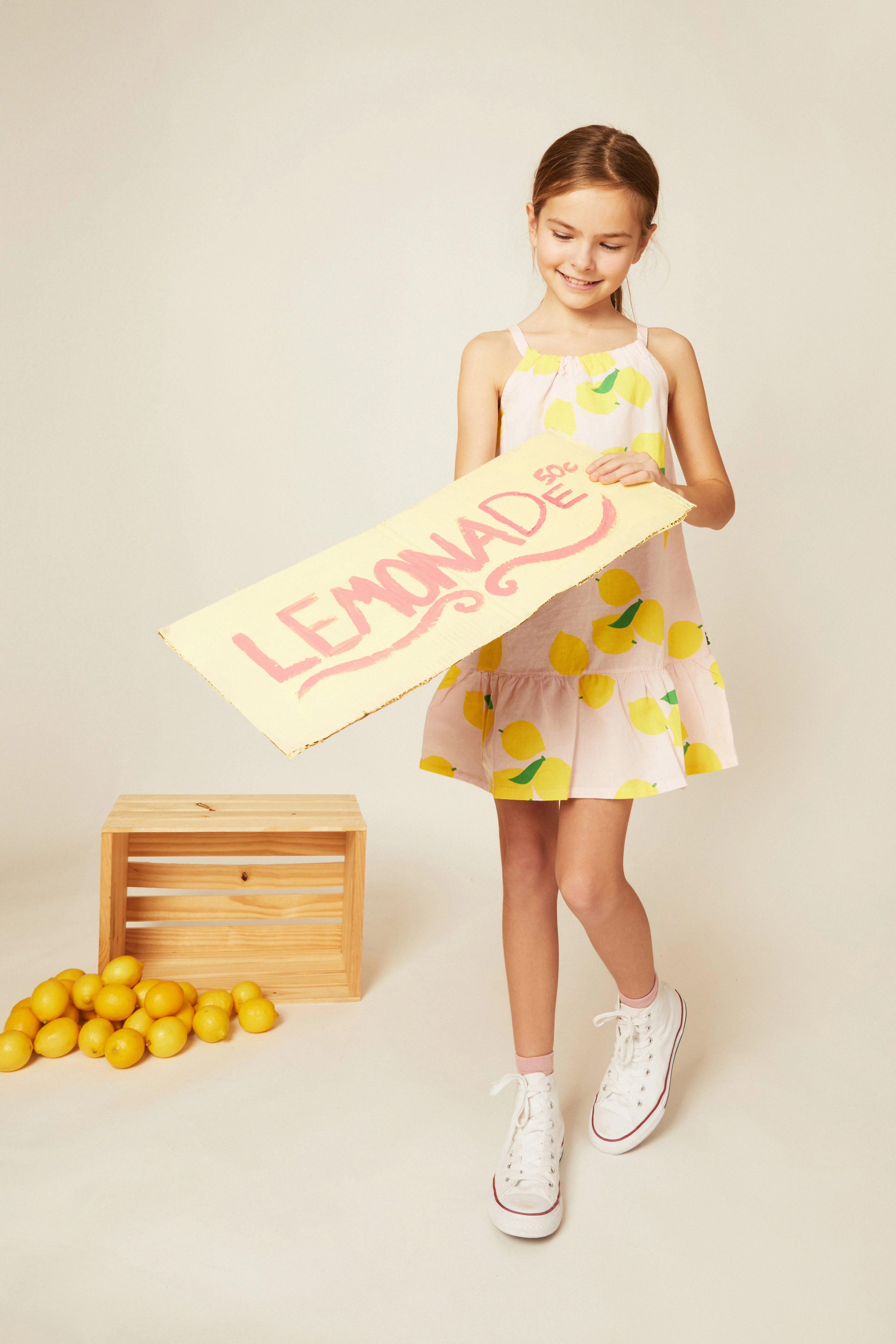 Mon Coeur Linen Lemon Strappy Kid Dress - Image 3