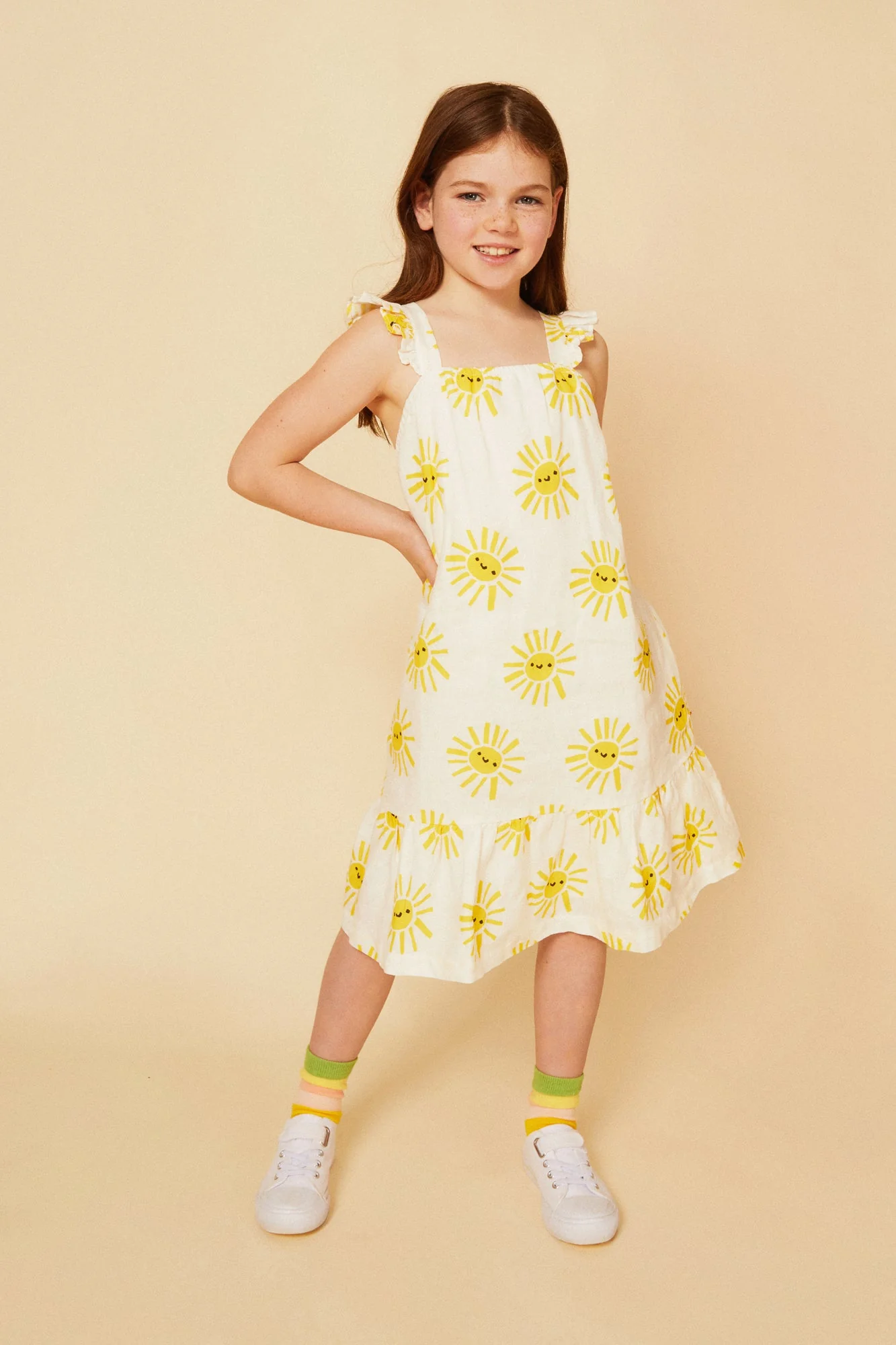 Mon Coeur Linen Sun Kid Ruffle Dress - Image 3