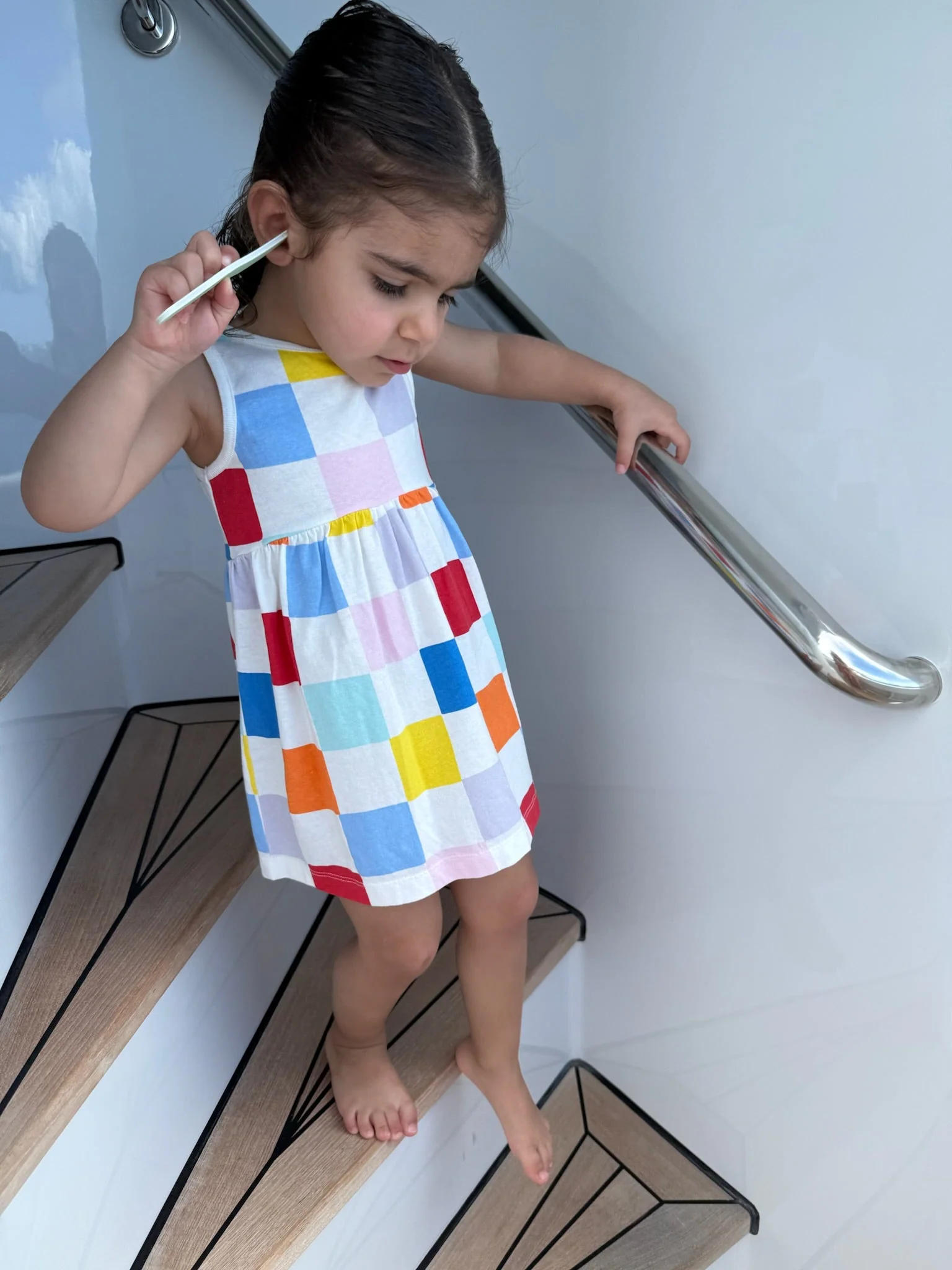 Mon Coeur Recycled Cotton Checkered Baby Tank Dress - Image 5