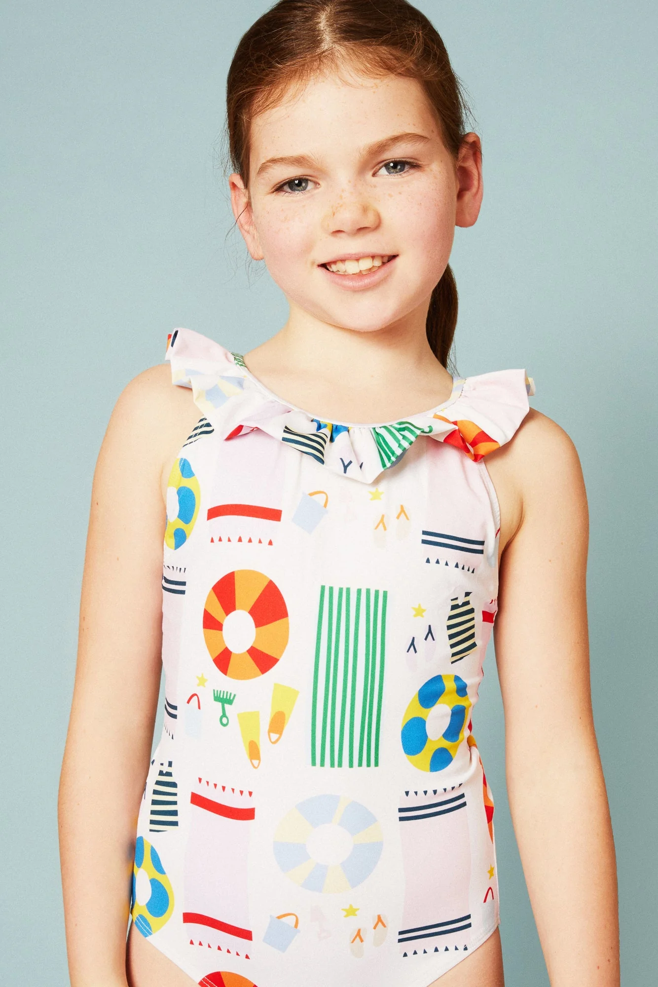 Mon Coeur UPF 50+ Recycled Polyester Beach Kid Ruffle Swimsuit - Image 2