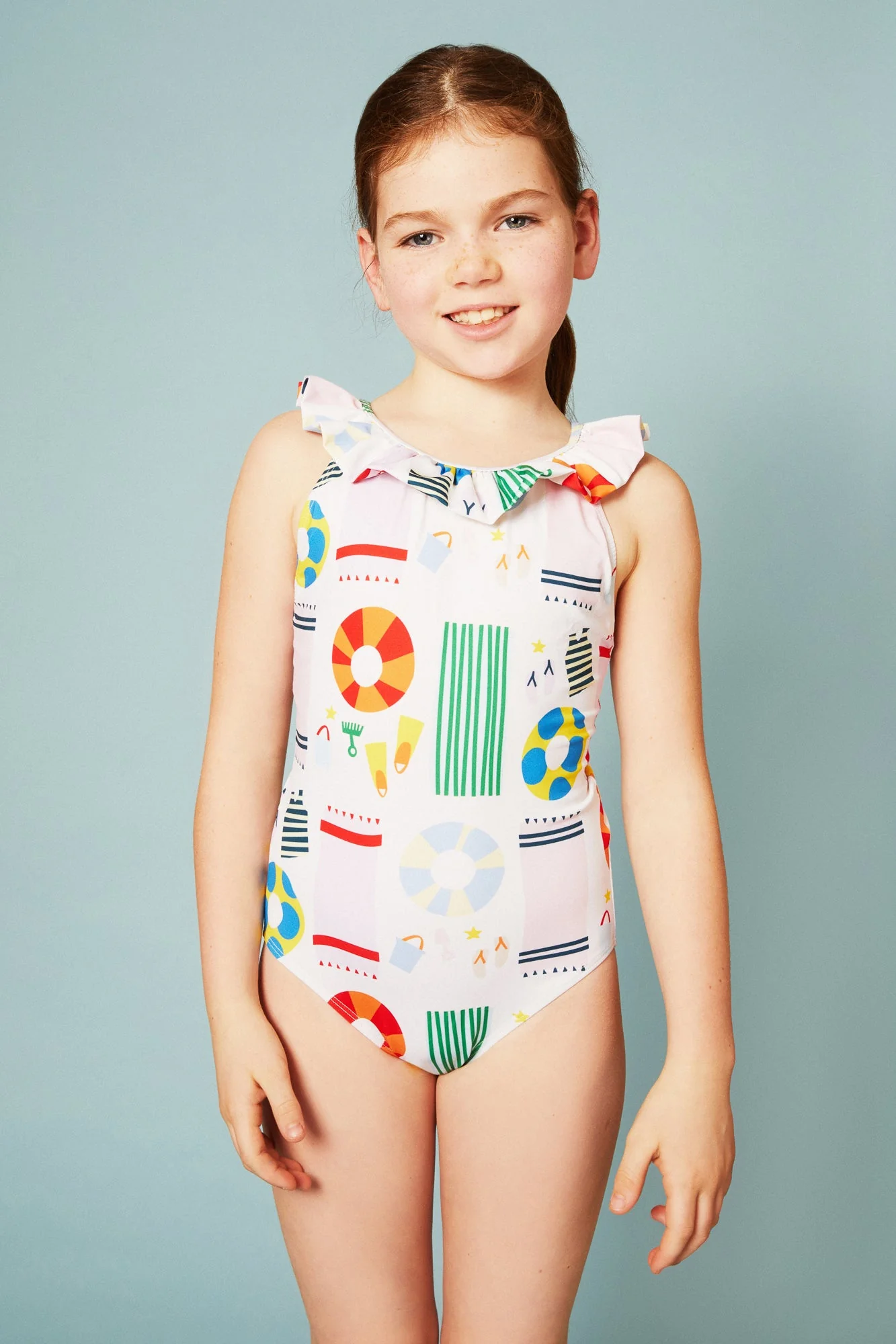 Mon Coeur UPF 50+ Recycled Polyester Beach Kid Ruffle Swimsuit - Image 5