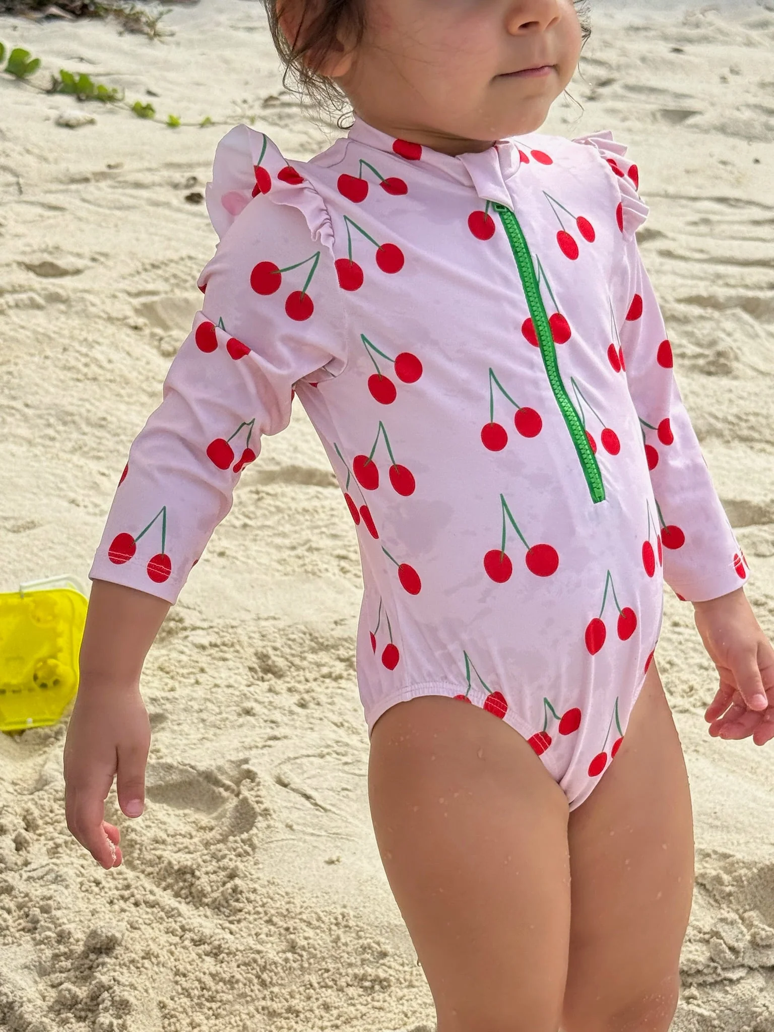Mon Coeur UPF 50+ Recycled Polyester Cherry Kid Zipped Rashguard Onepiece - Image 4