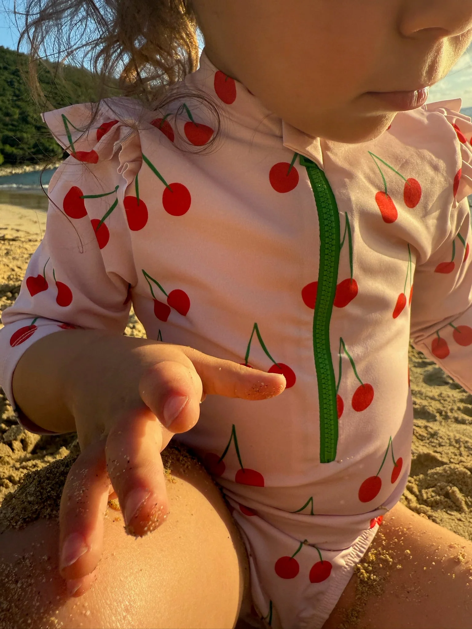 Mon Coeur UPF 50+ Recycled Polyester Cherry Kid Zipped Rashguard Onepiece - Image 5