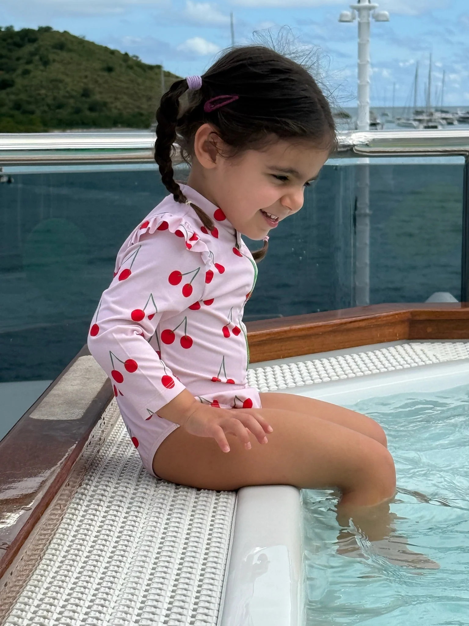 Mon Coeur UPF 50+ Recycled Polyester Cherry Kid Zipped Rashguard Onepiece - Image 8