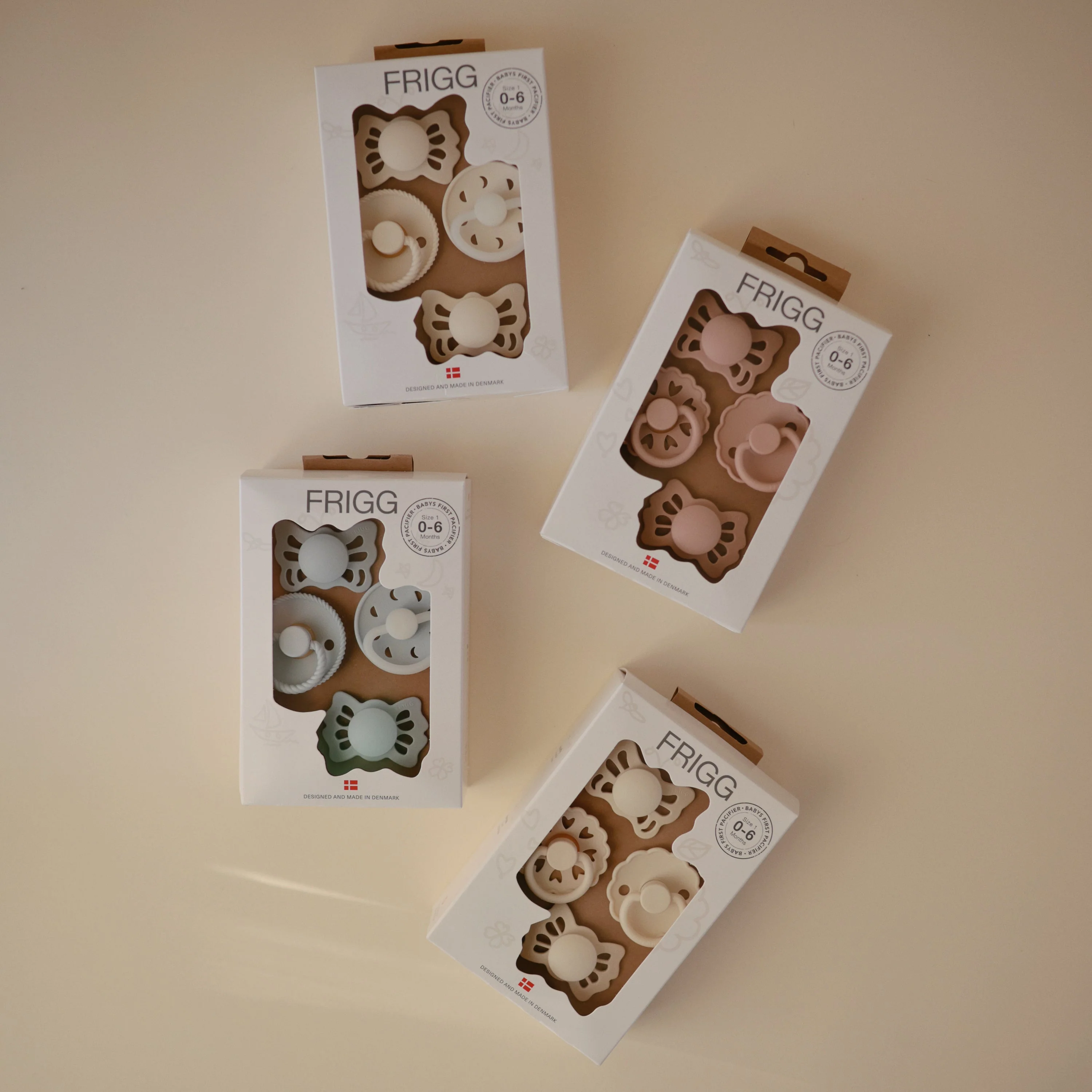 Mushie FRIGG Baby's First Pacifier Moonlight Sailing (Cream) 4-Pack - Image 3