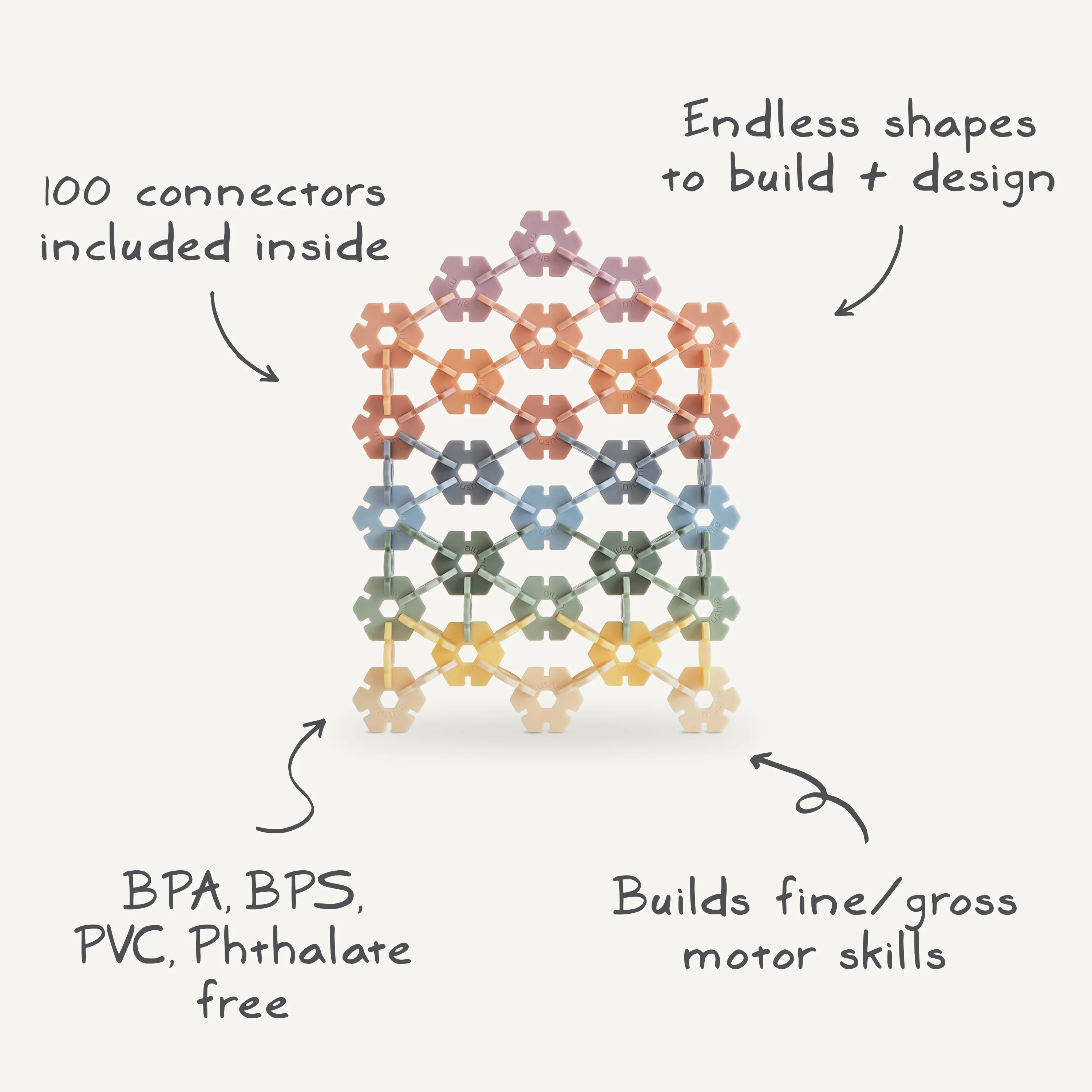 Mushie HEX Connect Building Toy Set - Image 2
