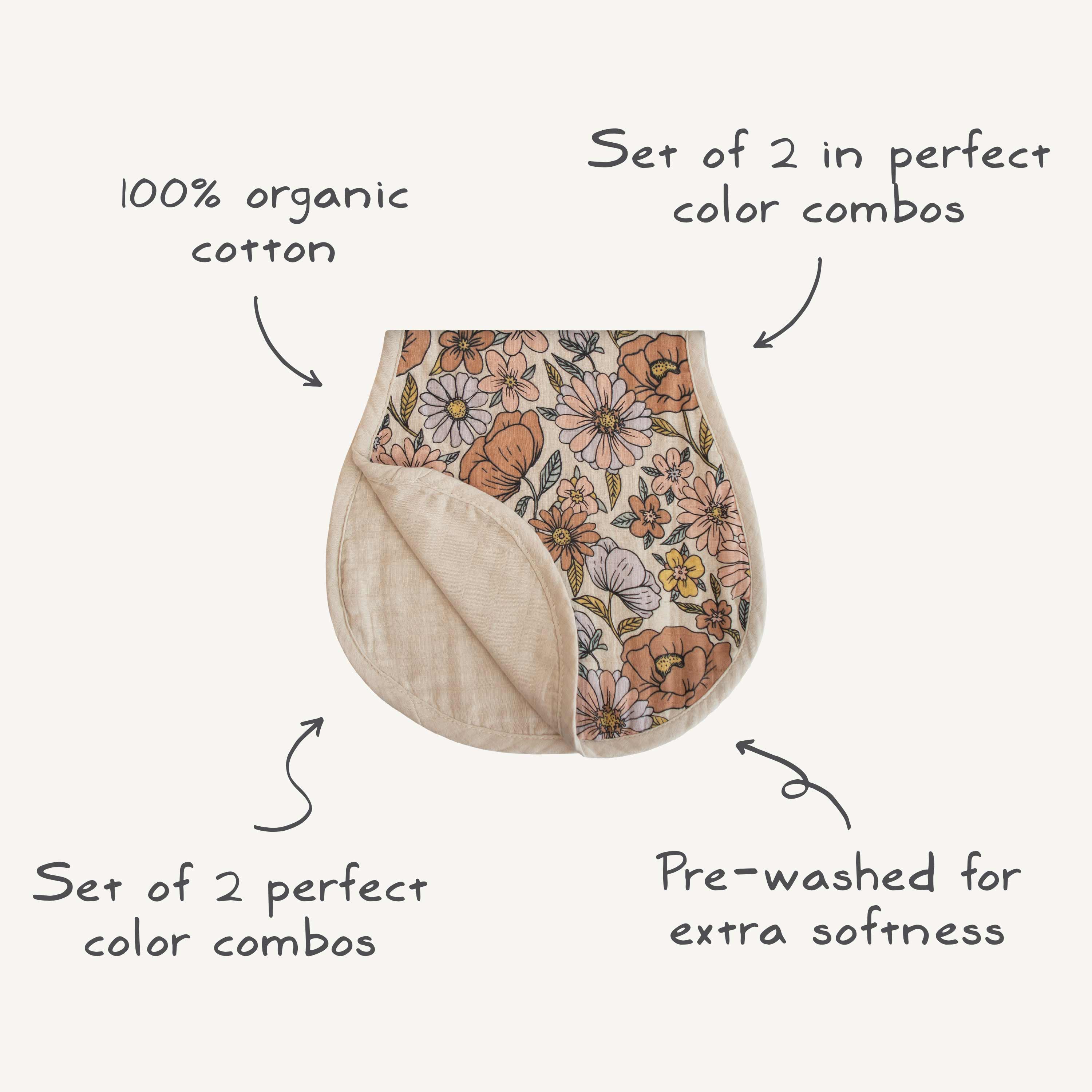 Mushie Organic Cotton Muslin Burp Cloth 2-Pack - Image 10