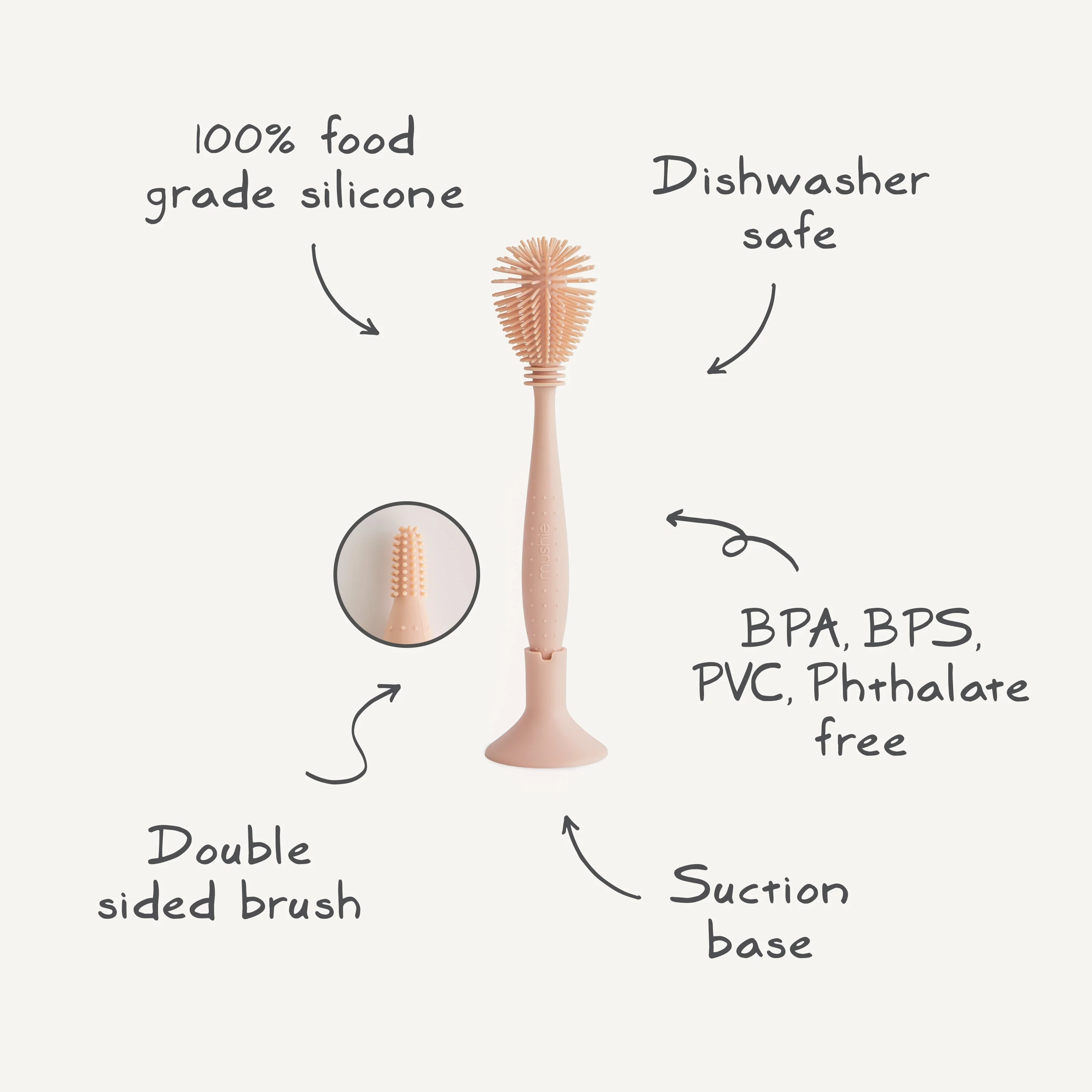 Mushie Silicone Baby Bottle Brush - Image 5