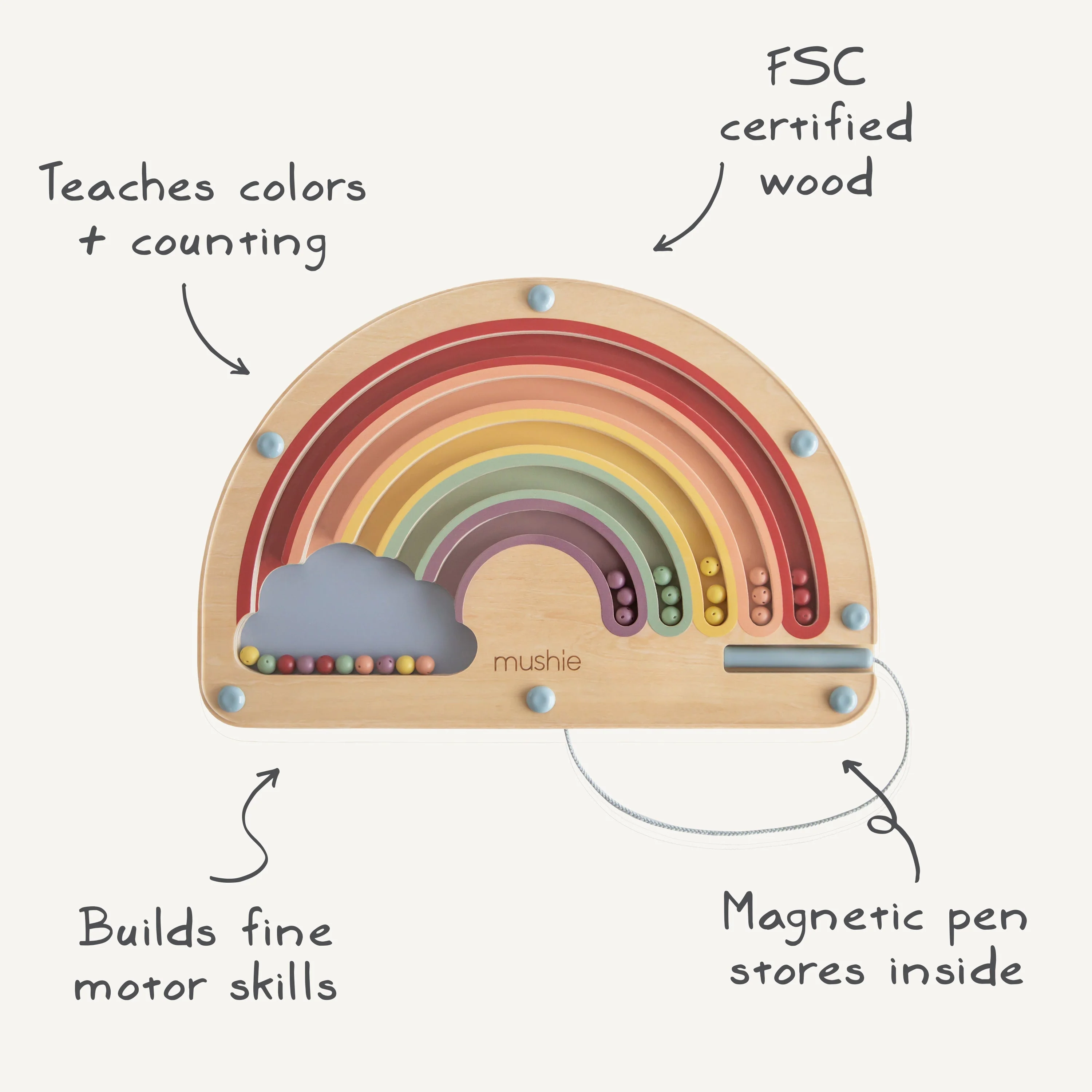 Mushie Wooden Magnetic Rainbow Maze - Image 2